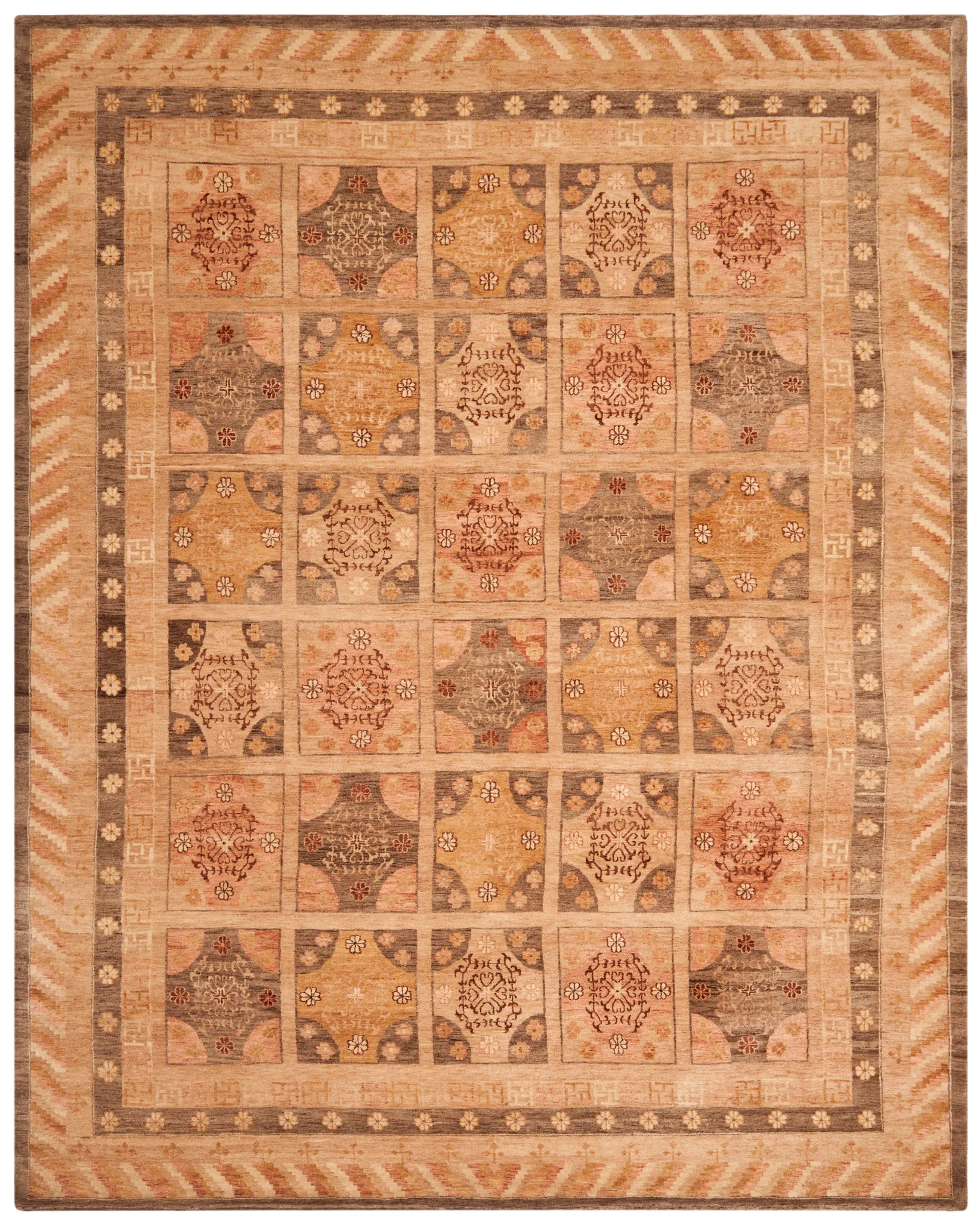 Marrakesh Panel Wool Rug in Gold / Tan