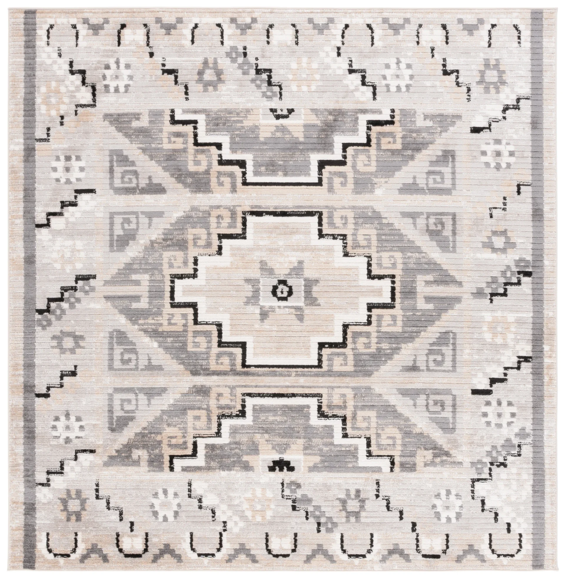 Marrakesh Southwestern Diamond Medallion Rug in Beige / Gray