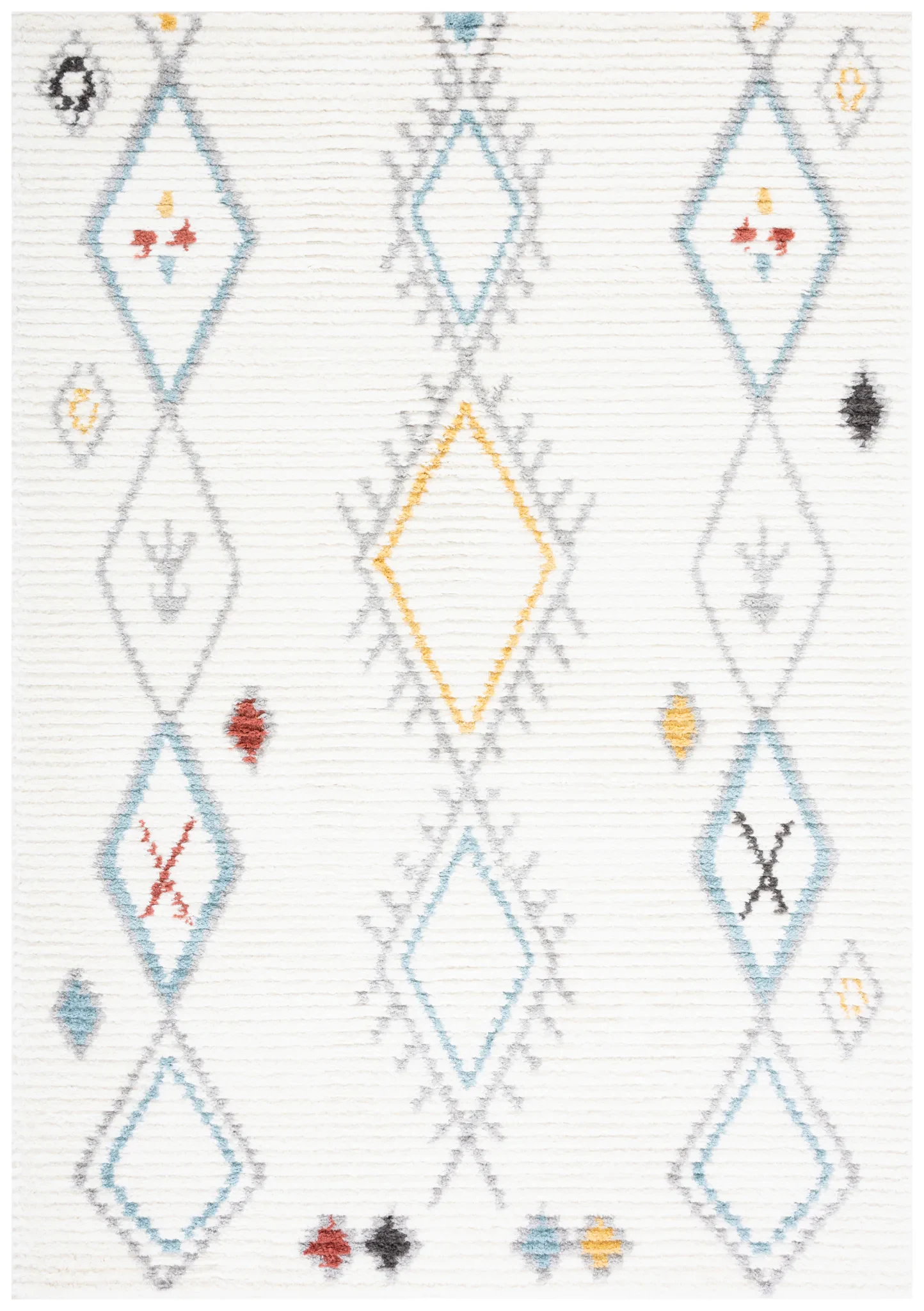 Marrakesh Tribal Spaced Diamond Rug in Ivory / Gray