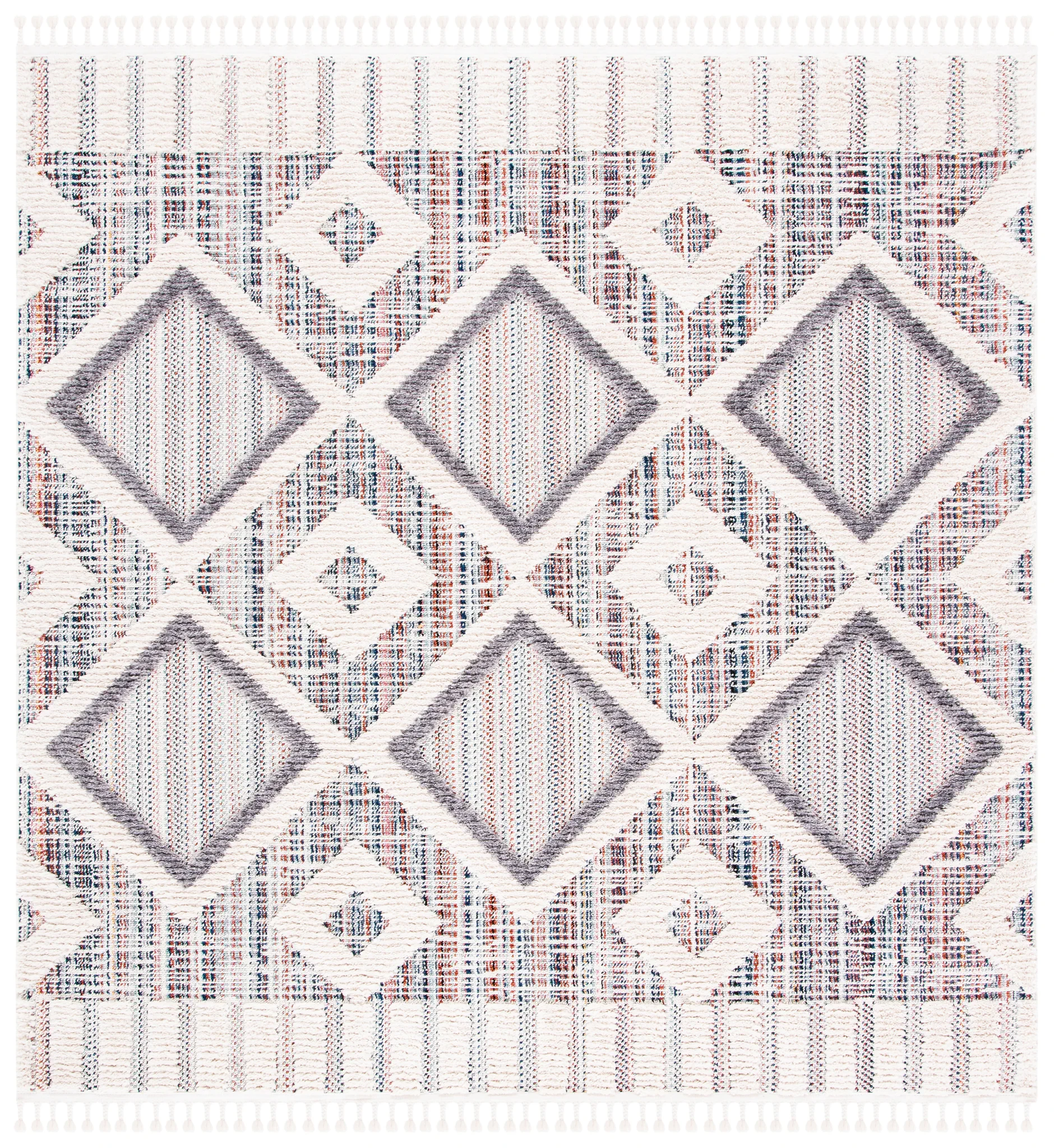 Marrakesh Diamond Grid Rug in Gray / Multicolor
