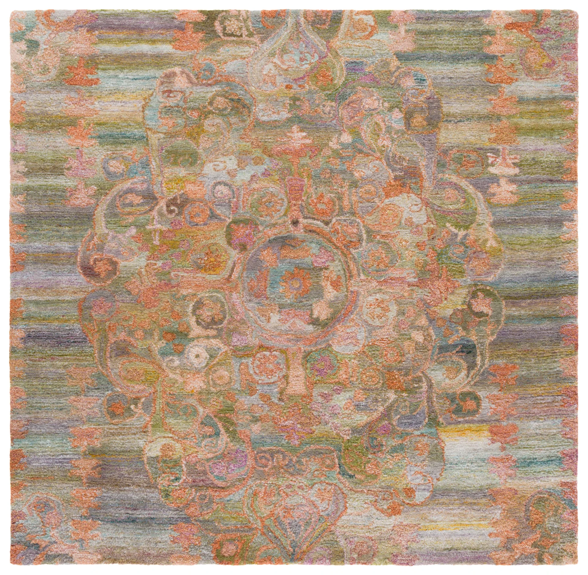 Marquee Medallion Hand-Tufted Rug in Rust / Green