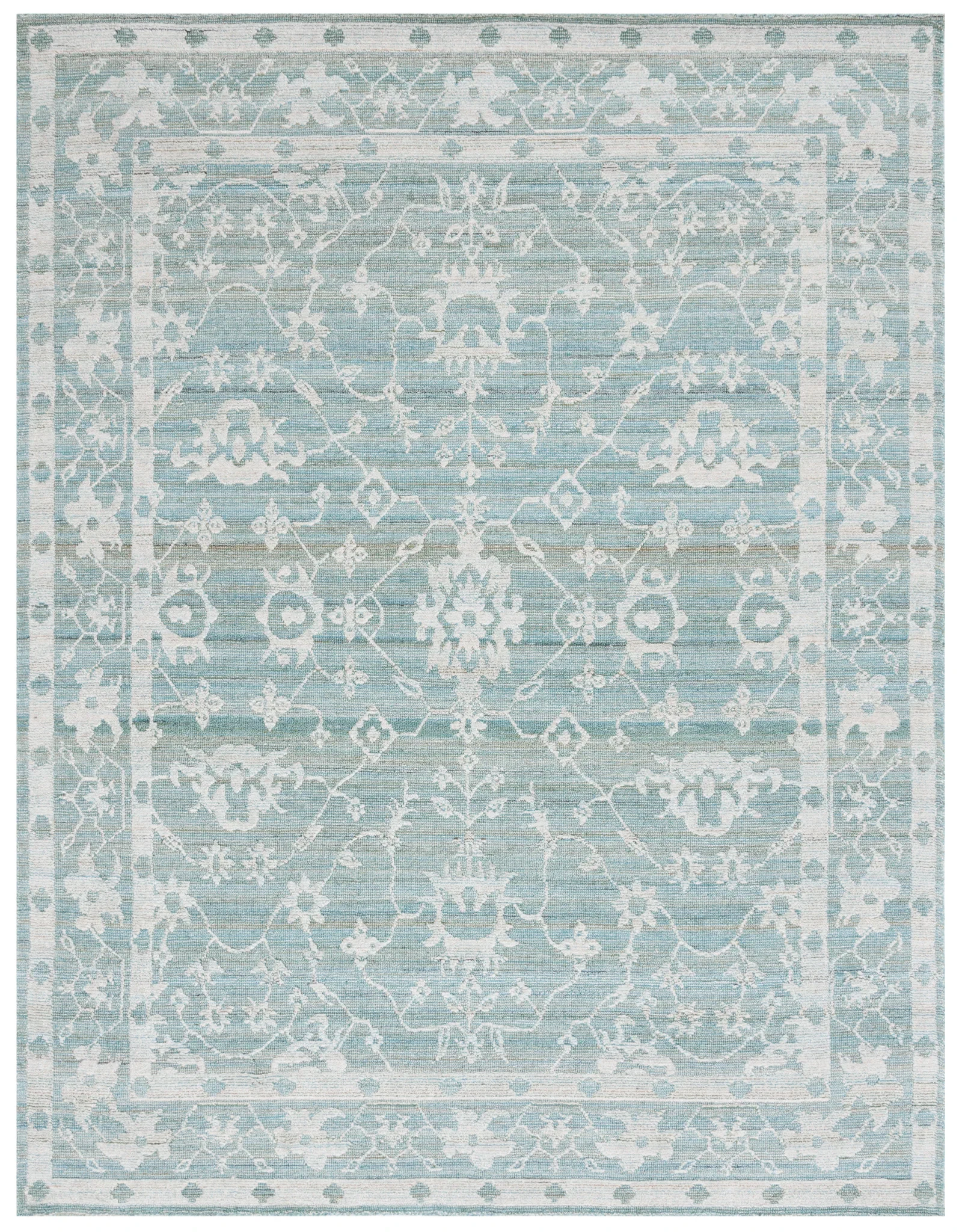 Marquee Floral Medallion Hand-Tufted Rug in Turquoise / Gray