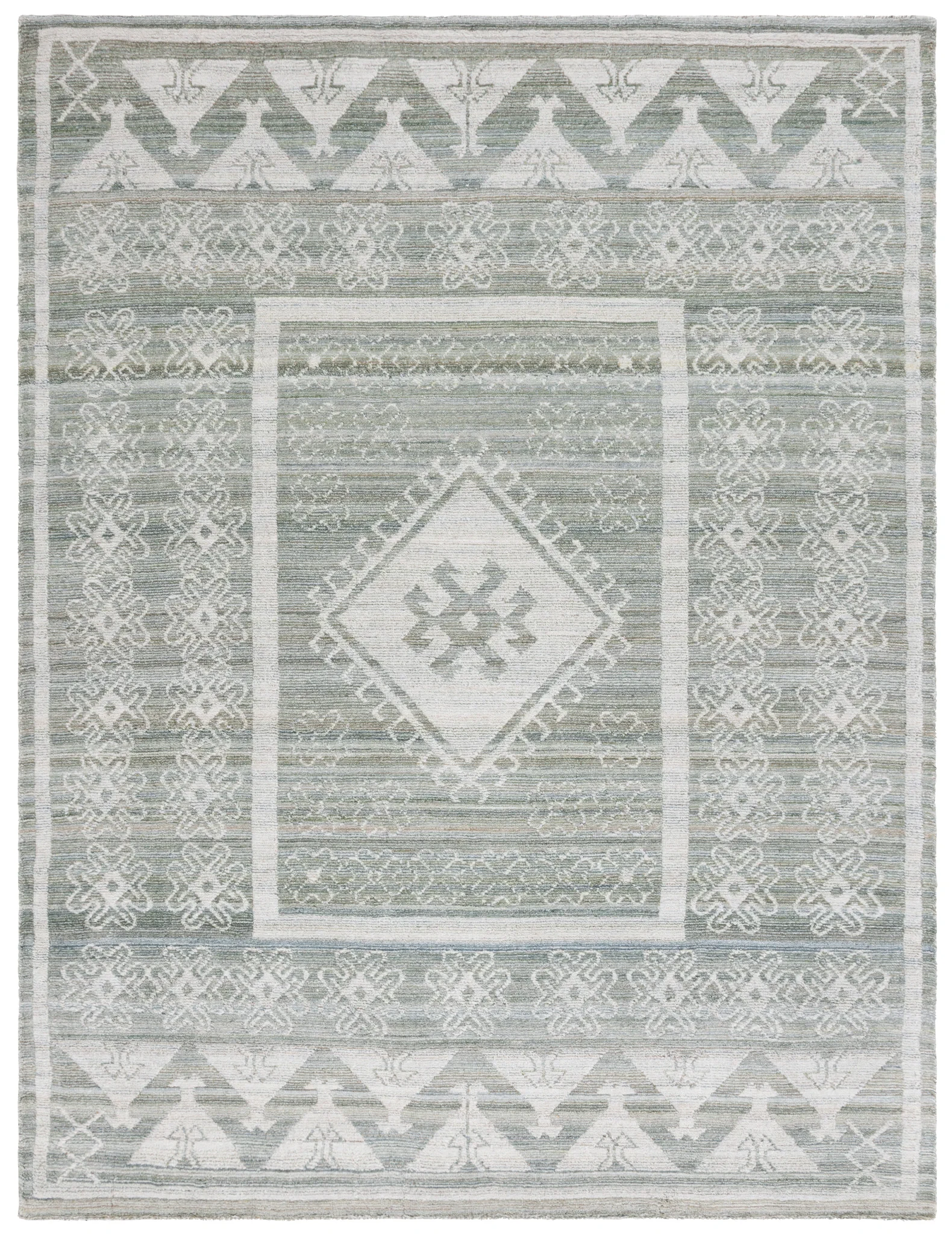 Marquee Tribal Medallion Hand-Tufted Rug in Green / Sage
