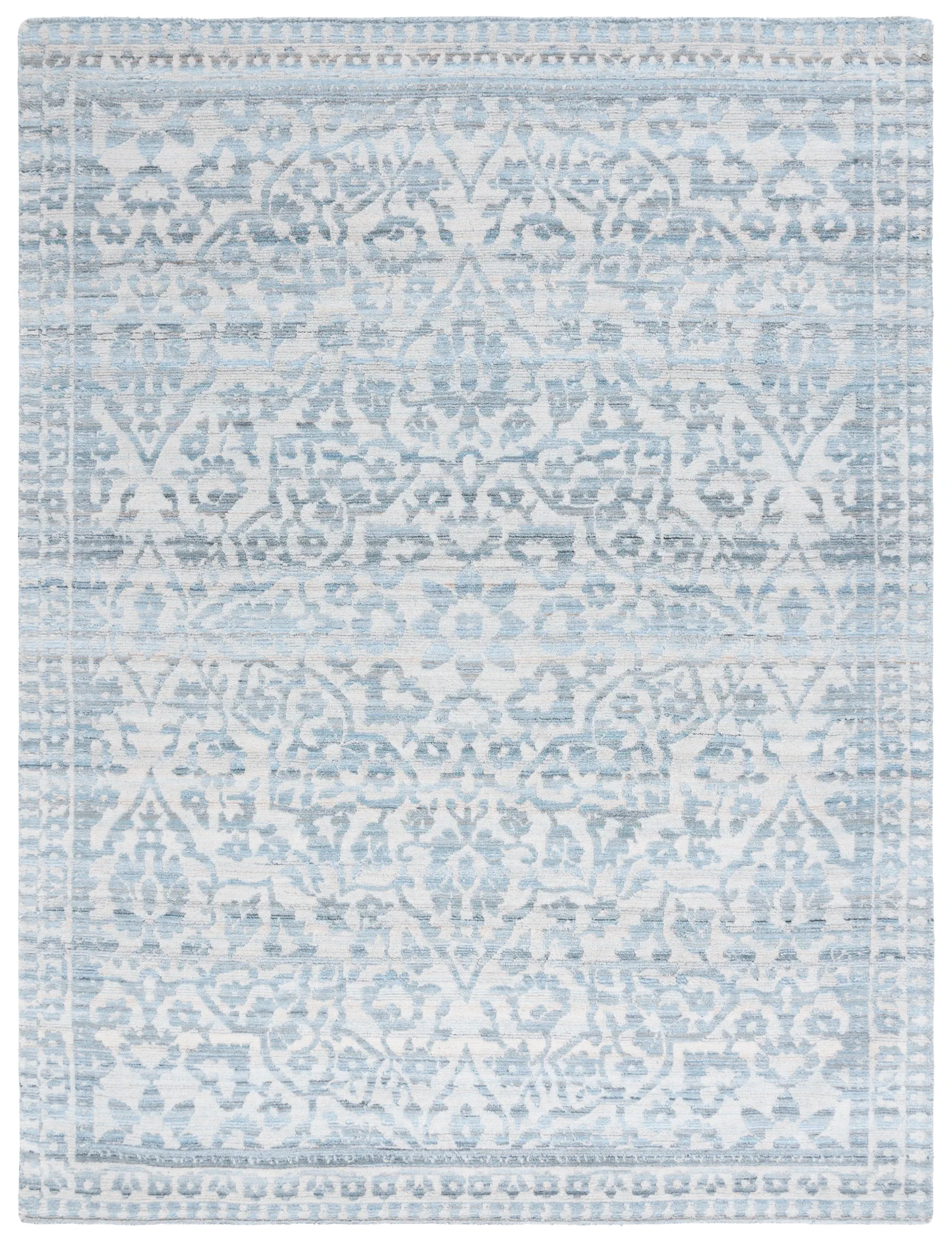 Marquee Faded Damask Hand-Tufted Rug in Blue / Gray