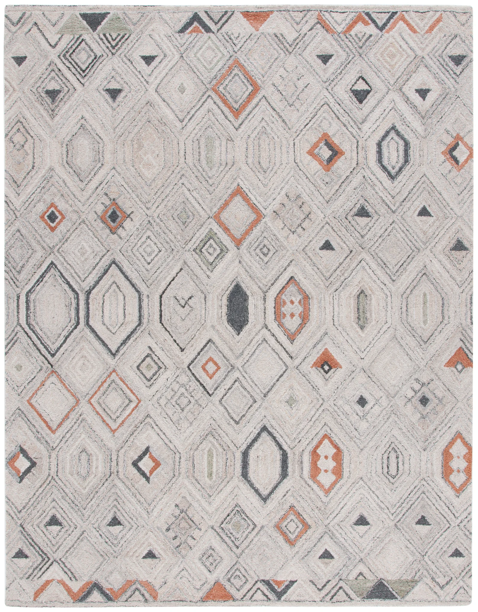 Marquee Tribal Diamond Hand-Tufted Rug in Rust / Gray