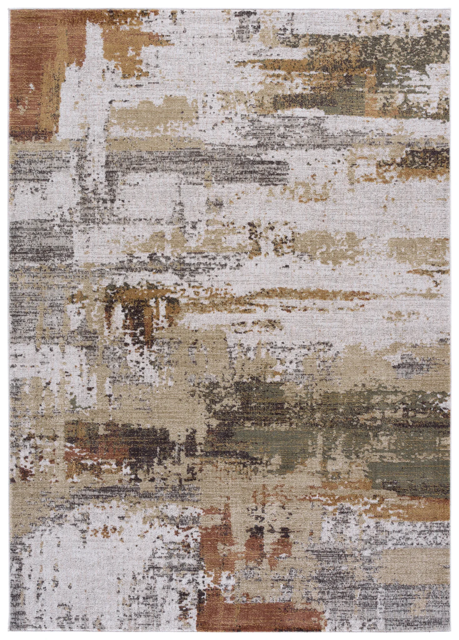 Marvel Abstract Brushstroke Rug in Dark Beige / Dark Gray