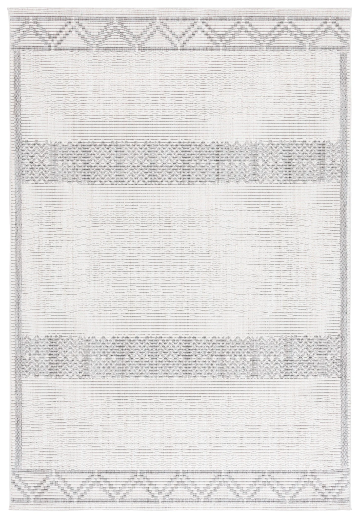 Martha Stewart Serenity Banded Geometric Rug in Ivory / Gray