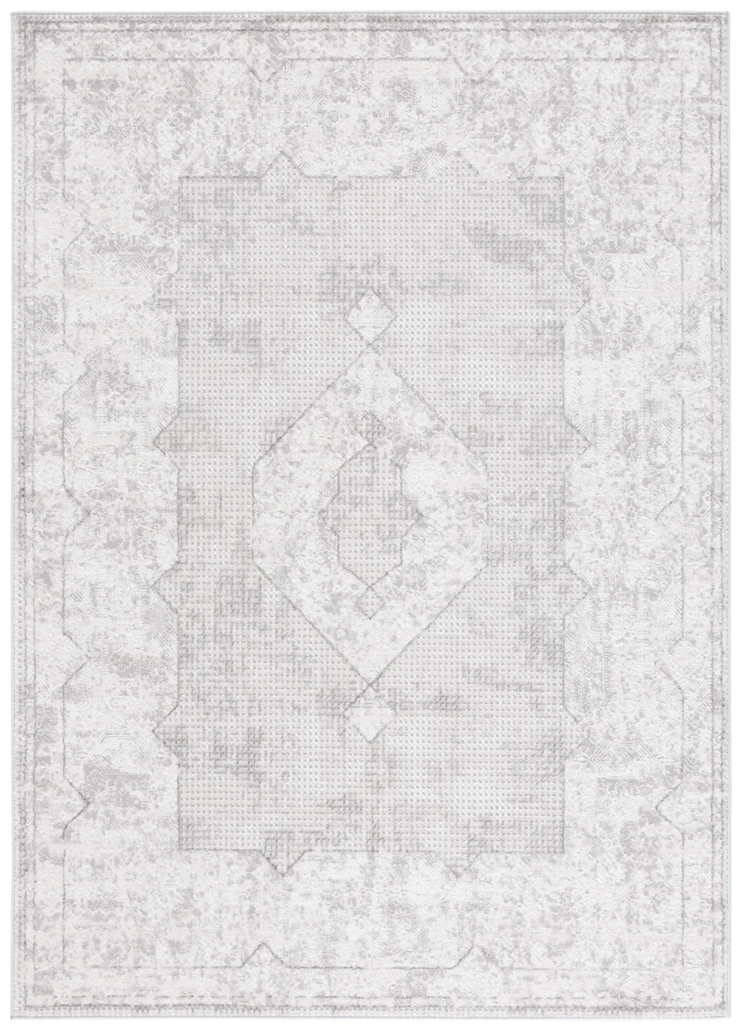 Martha Stewart Easton Distressed Medallion Rug in Ivory / Gray