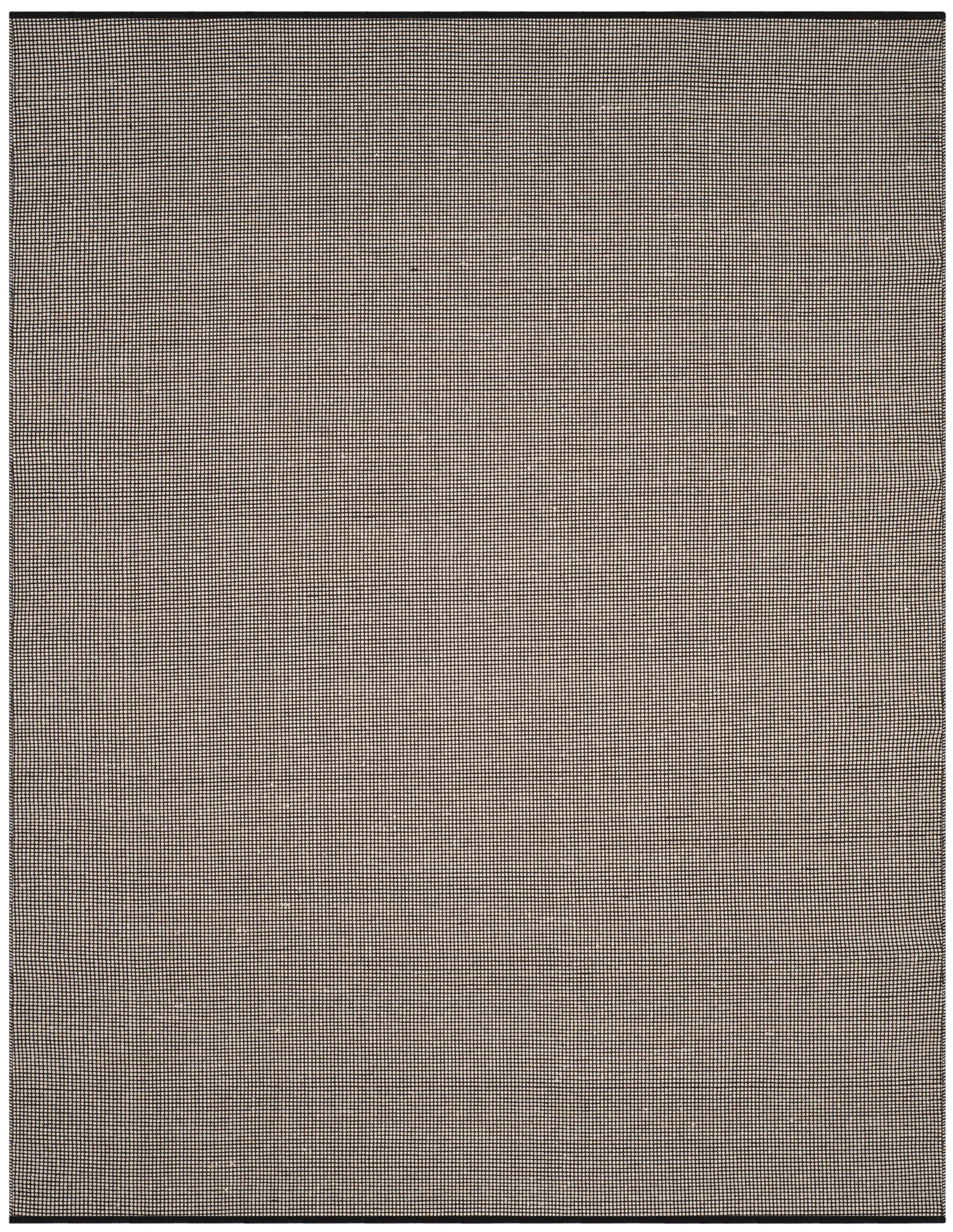 Montauk Grid Hand-Woven Cotton Rug in Ivory / Black