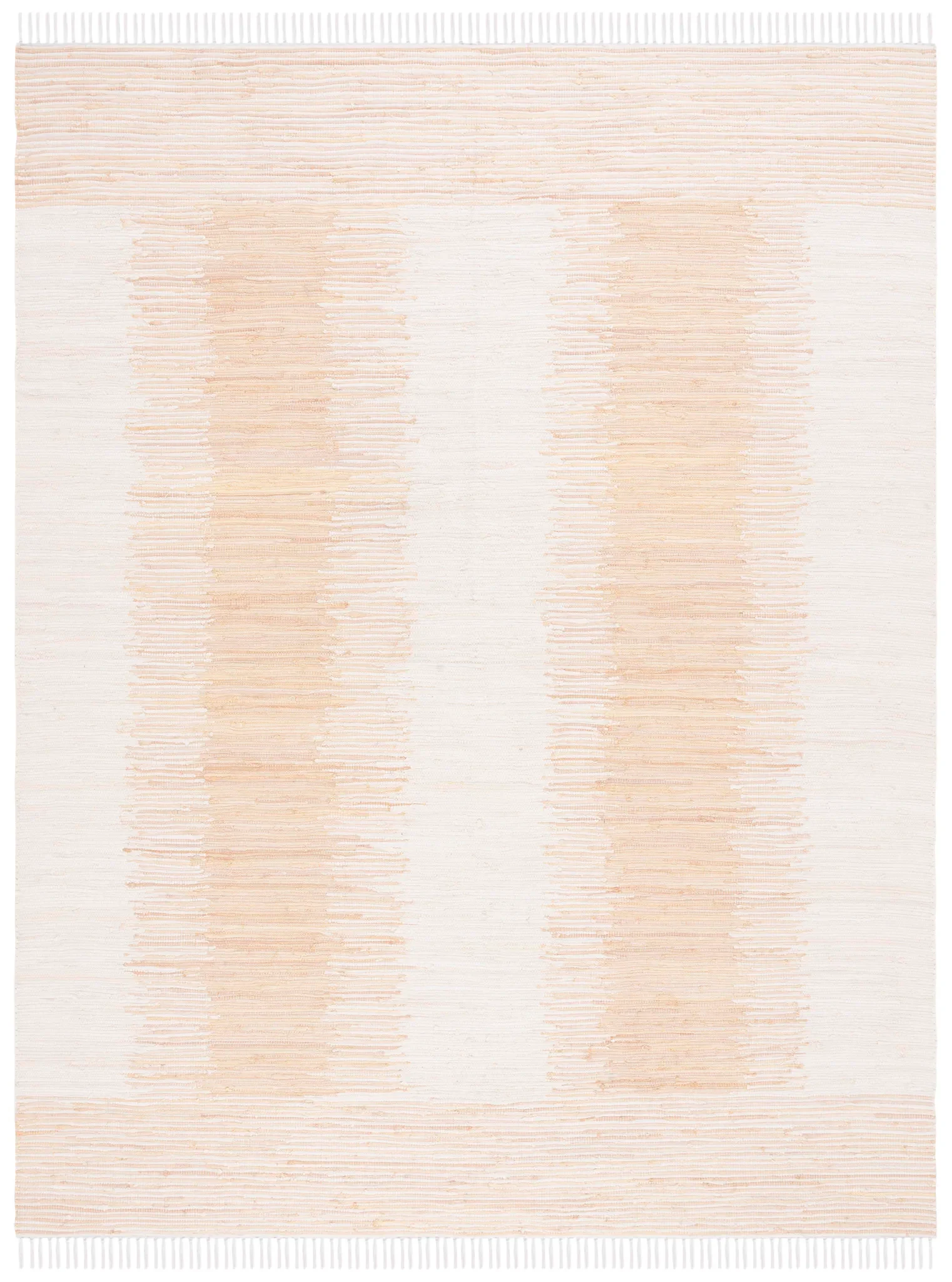 Montauk Double Vertical Stripe Hand-Woven Cotton Rug in Beige