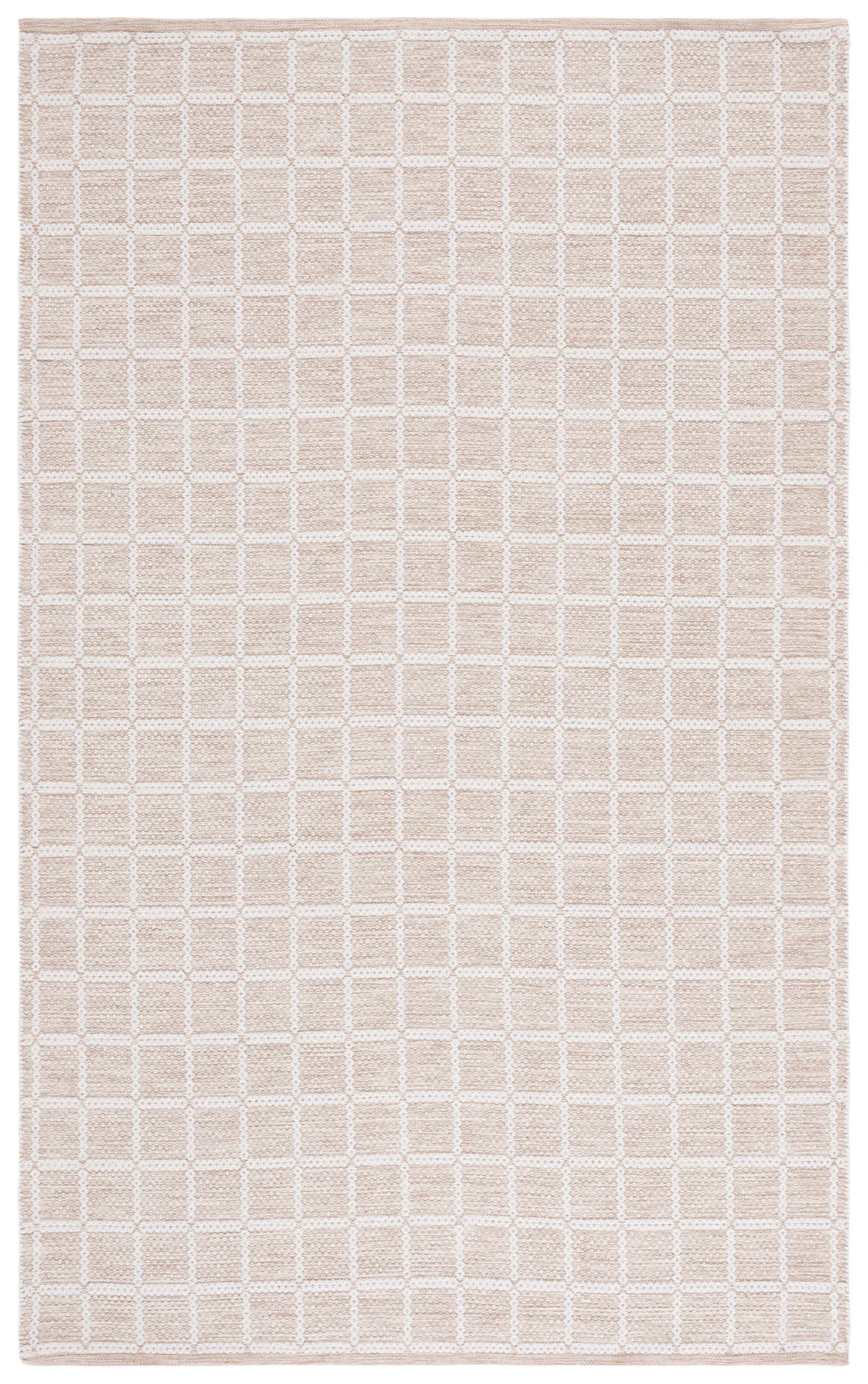 Montauk Waffle Grid Hand-Loomed Cotton Rug in Beige / Ivory
