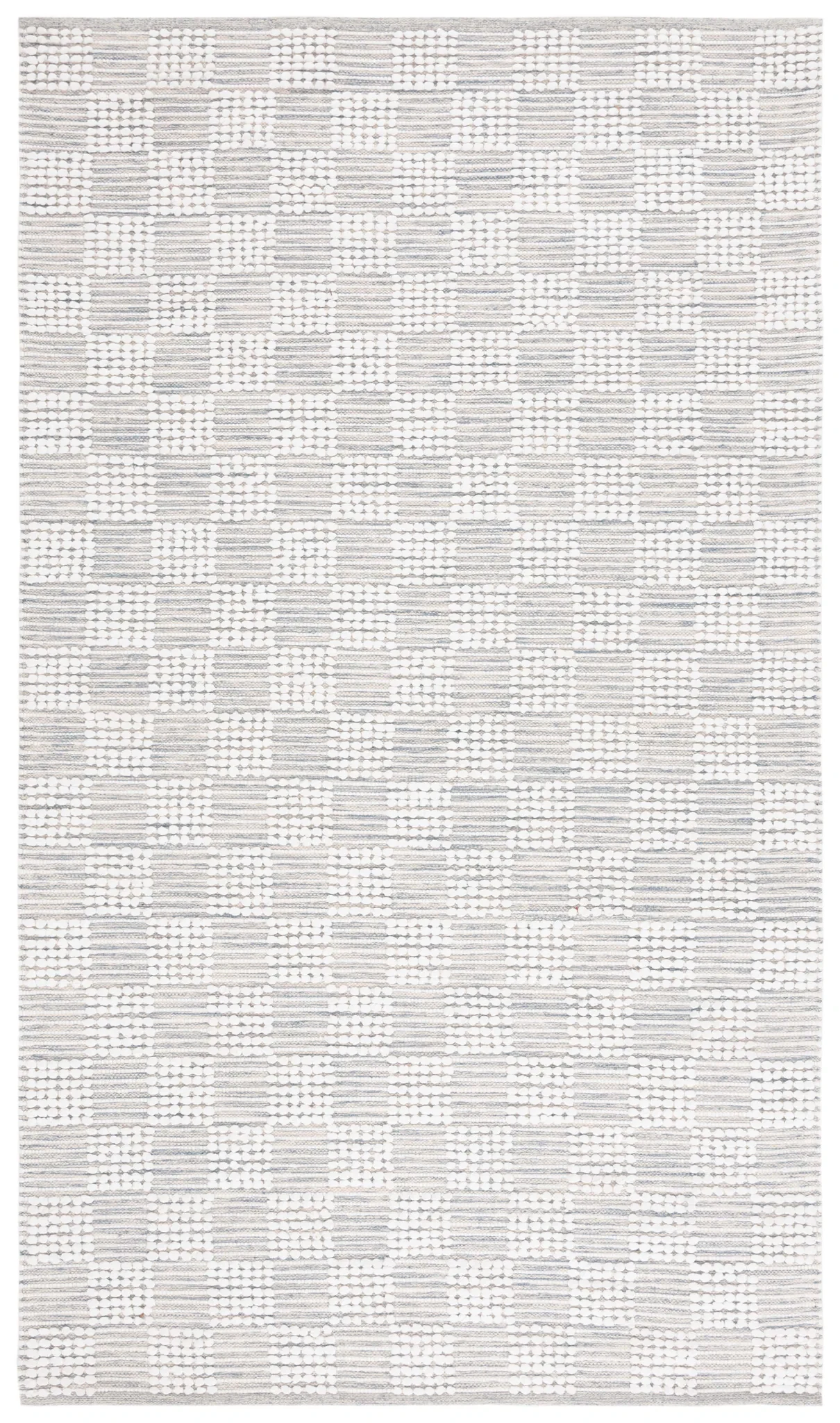 Montauk Checkered Hand-Loomed Cotton Rug in Silver / Ivory