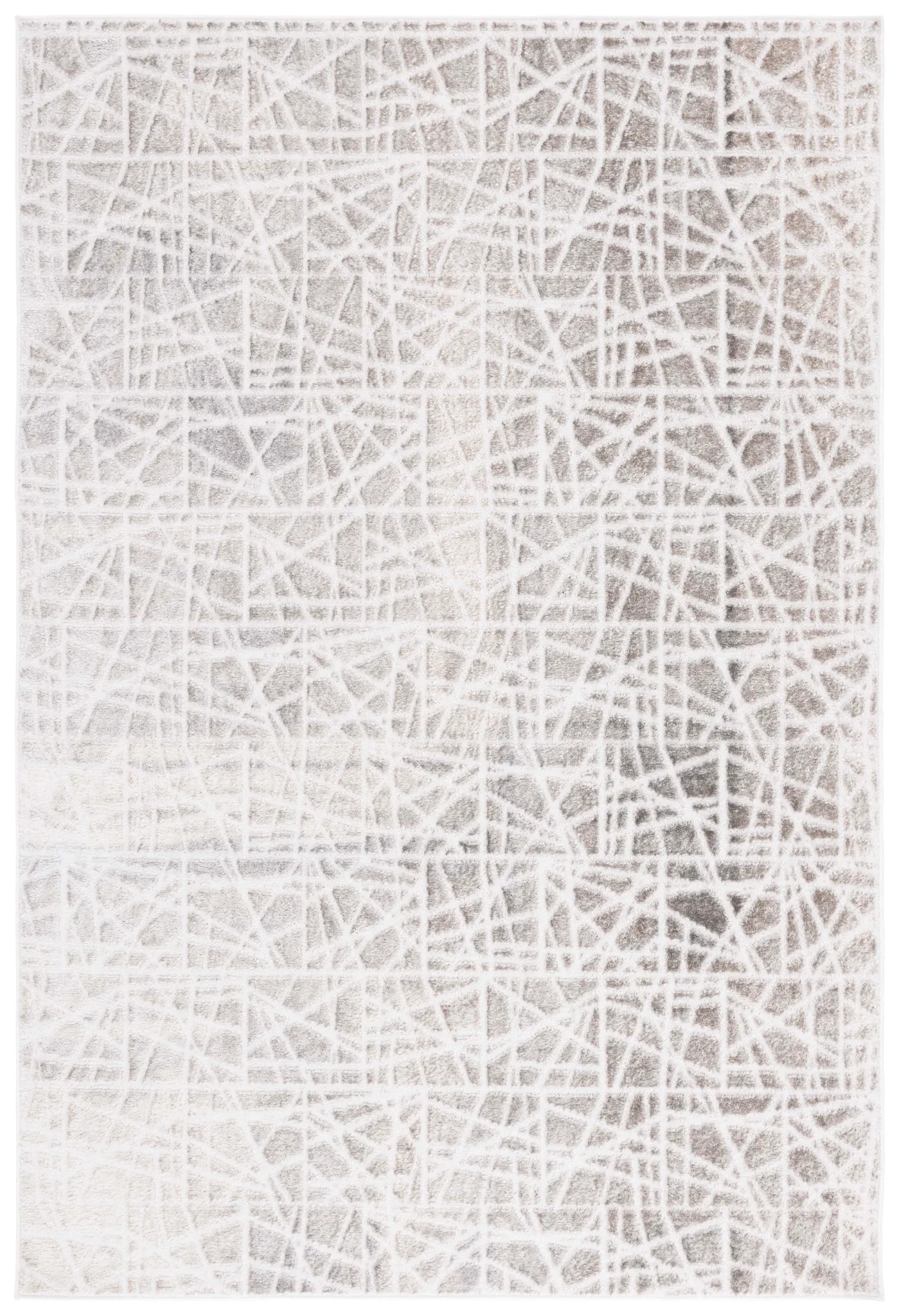 Maya Abstract Grid Rug in Taupe / Gray