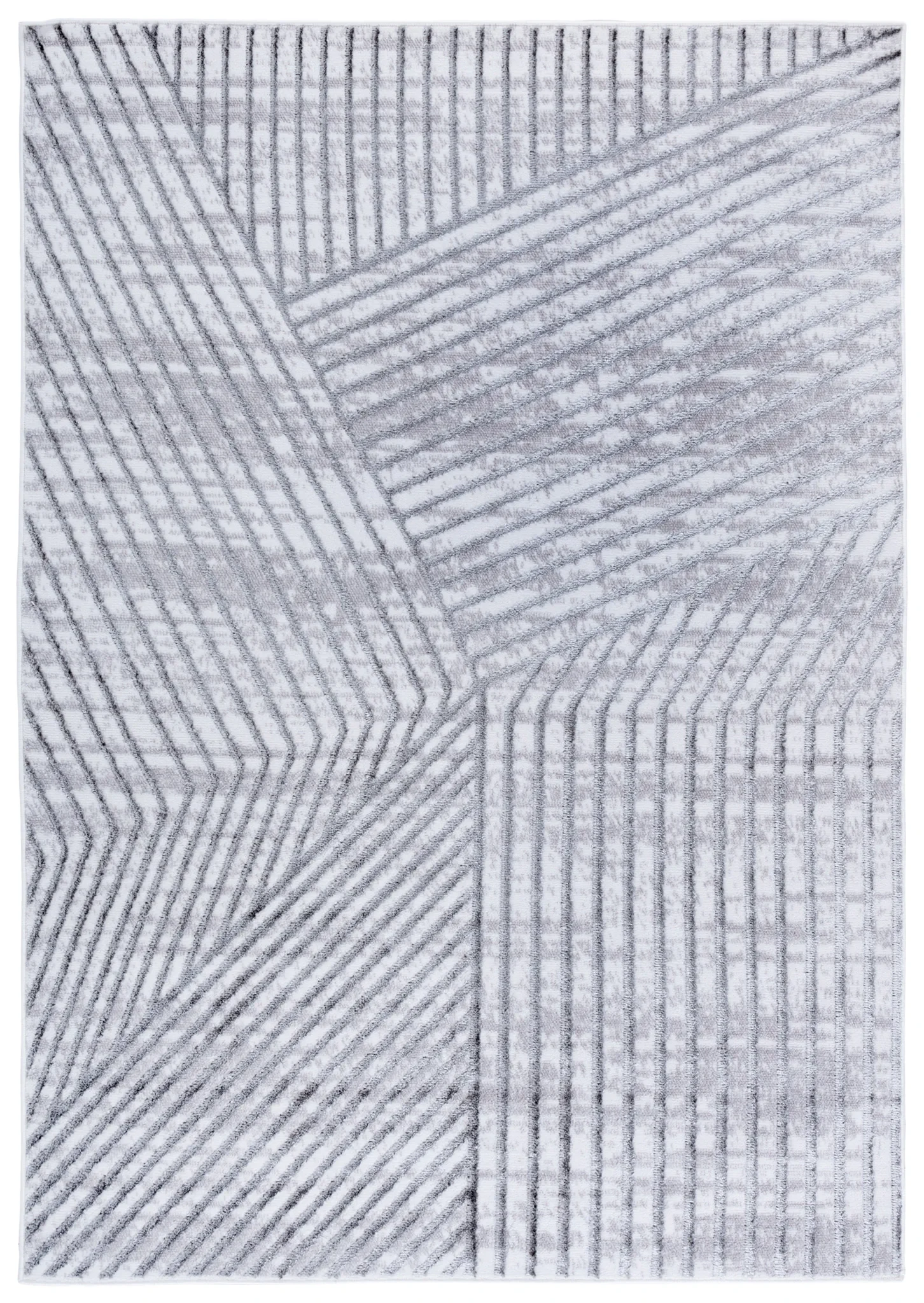 Maya Angled Stripe Rug in Ivory / Gray