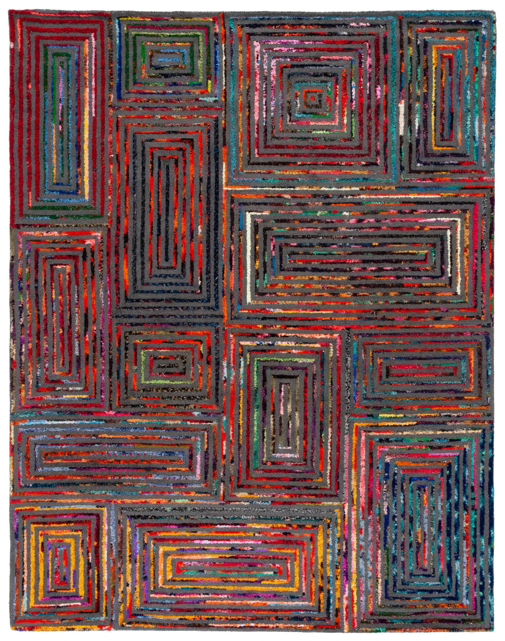 Nantucket Patchwork Blocks Hand-Tufted Rug in Charcoal