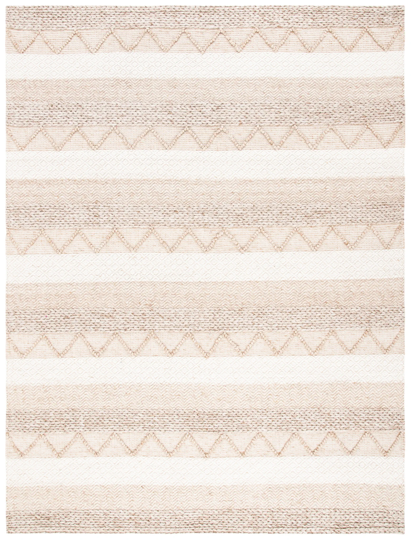 Natura Striped Chevron Hand-Woven Rug in Beige