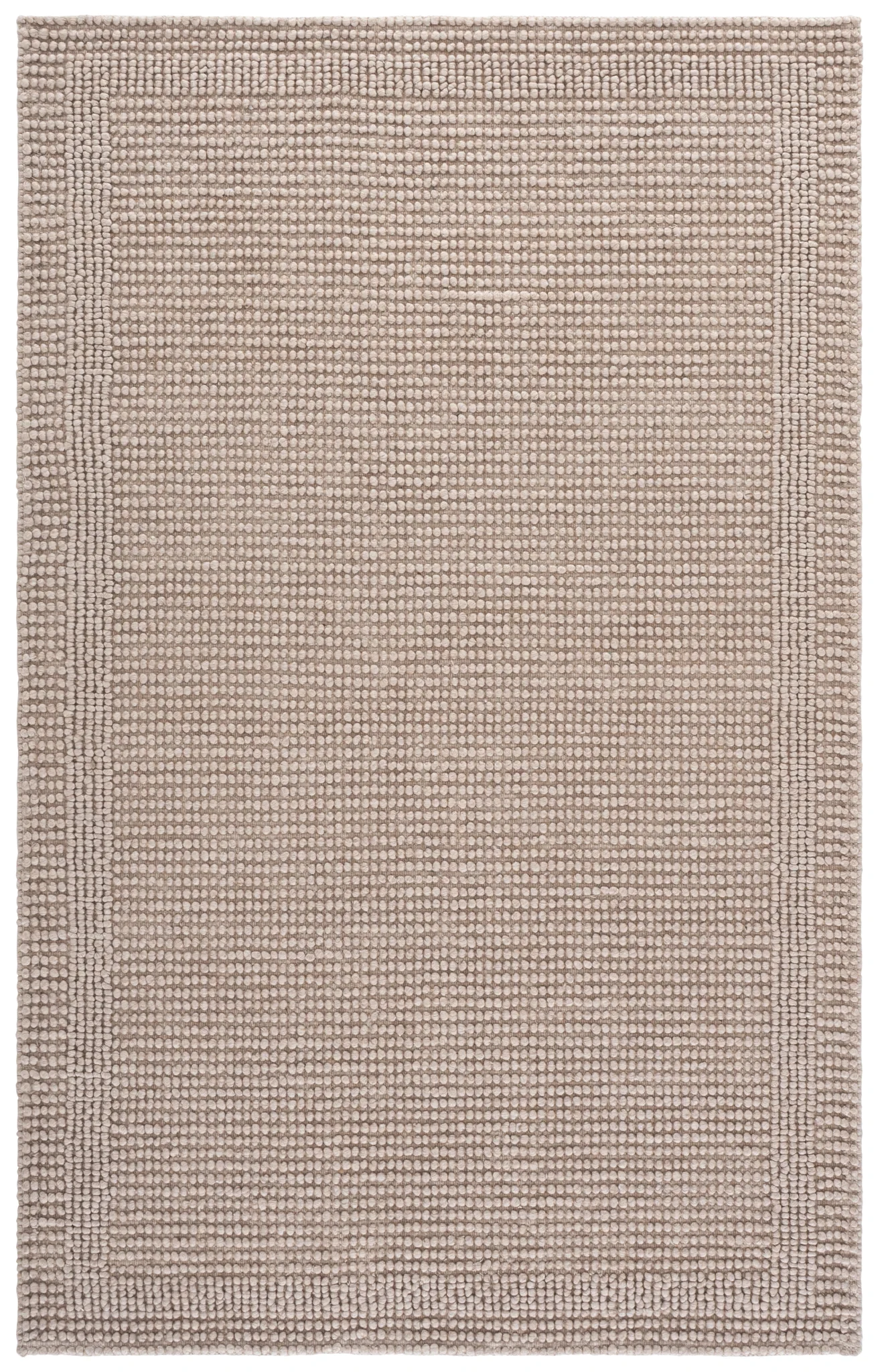 Natura Textured Bordered Hand-Woven Rug in Beige