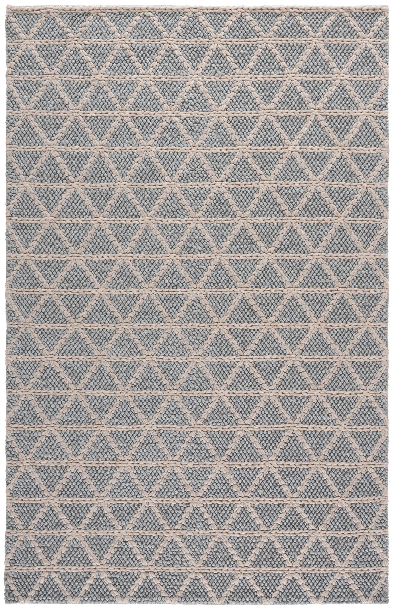 Natura Triangle Grid Hand-Woven Rug in Gray / Beige