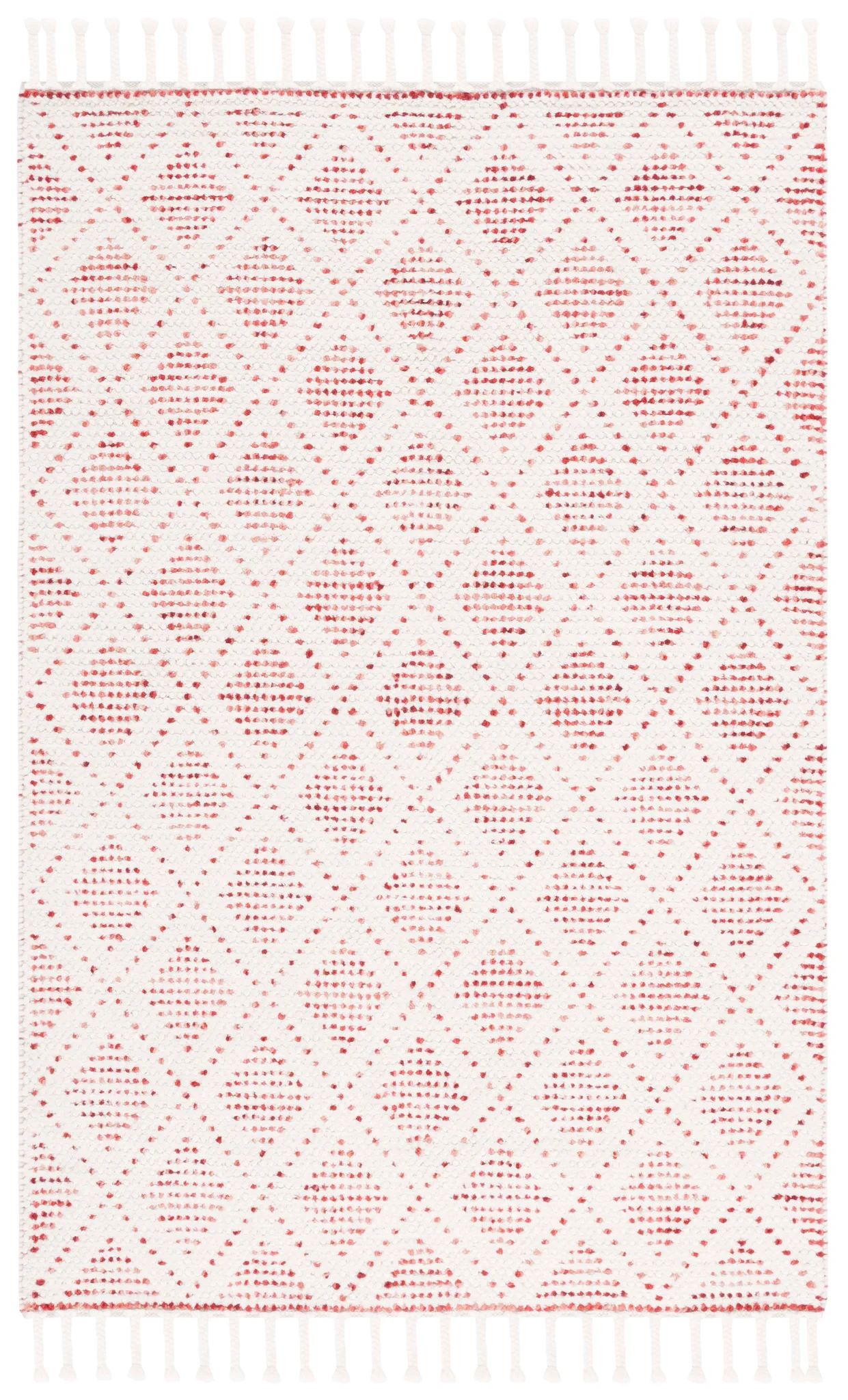 Natura Diamond Hand-Loomed Wool Rug in Ivory / Red