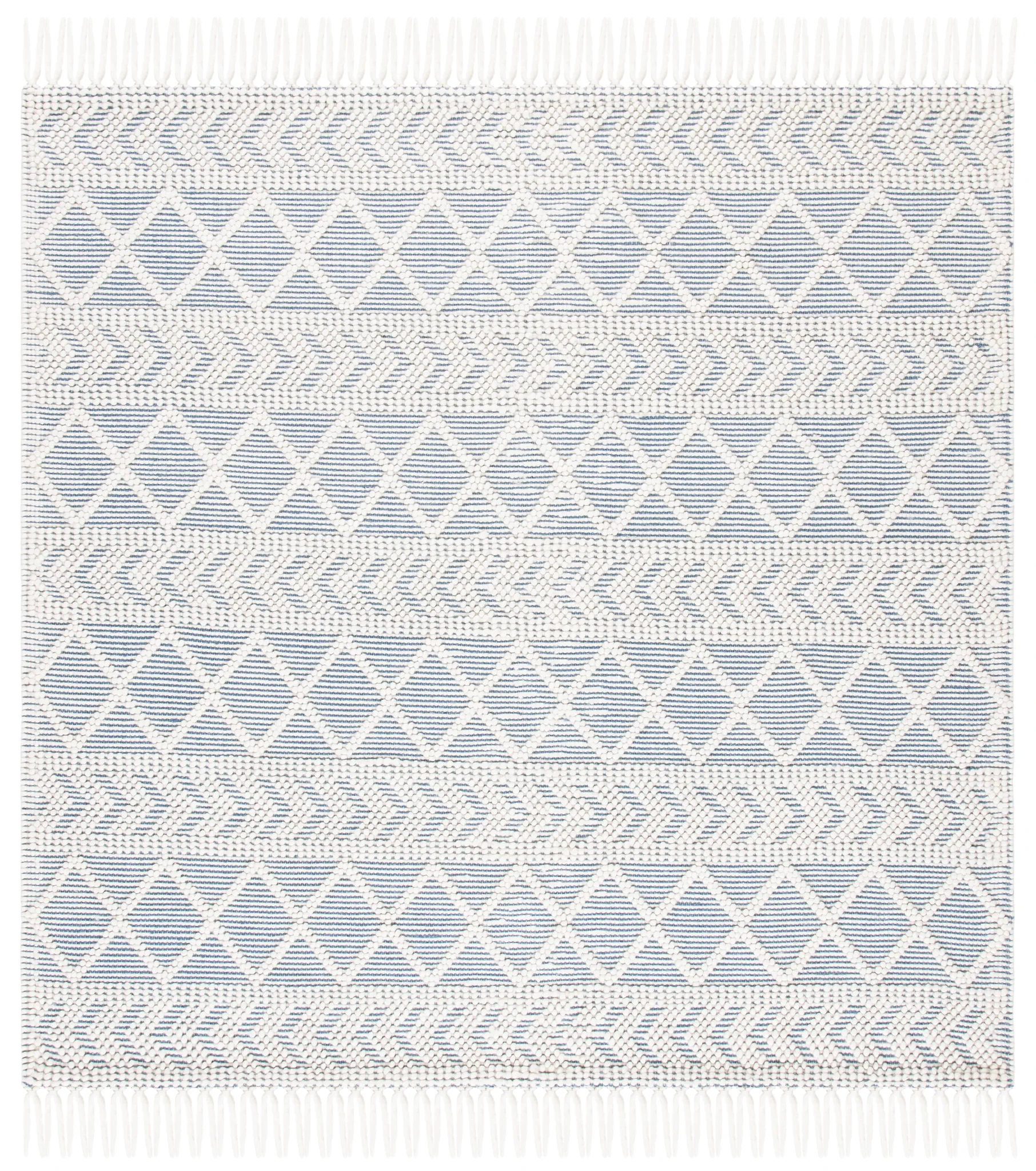 Natura Diamond And Chevron Hand-Loomed Rug in Blue / Ivory