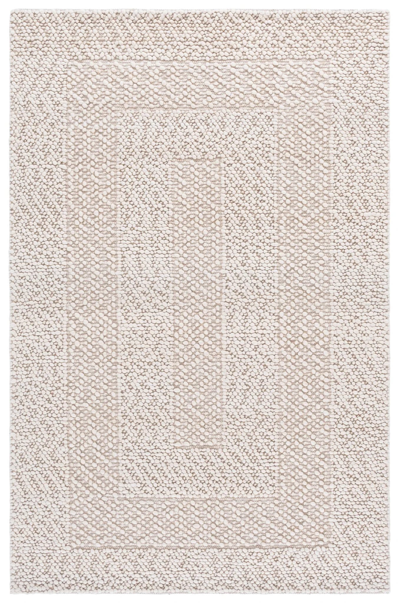Natura Concentric Border Hand-Woven Rug in Ivory