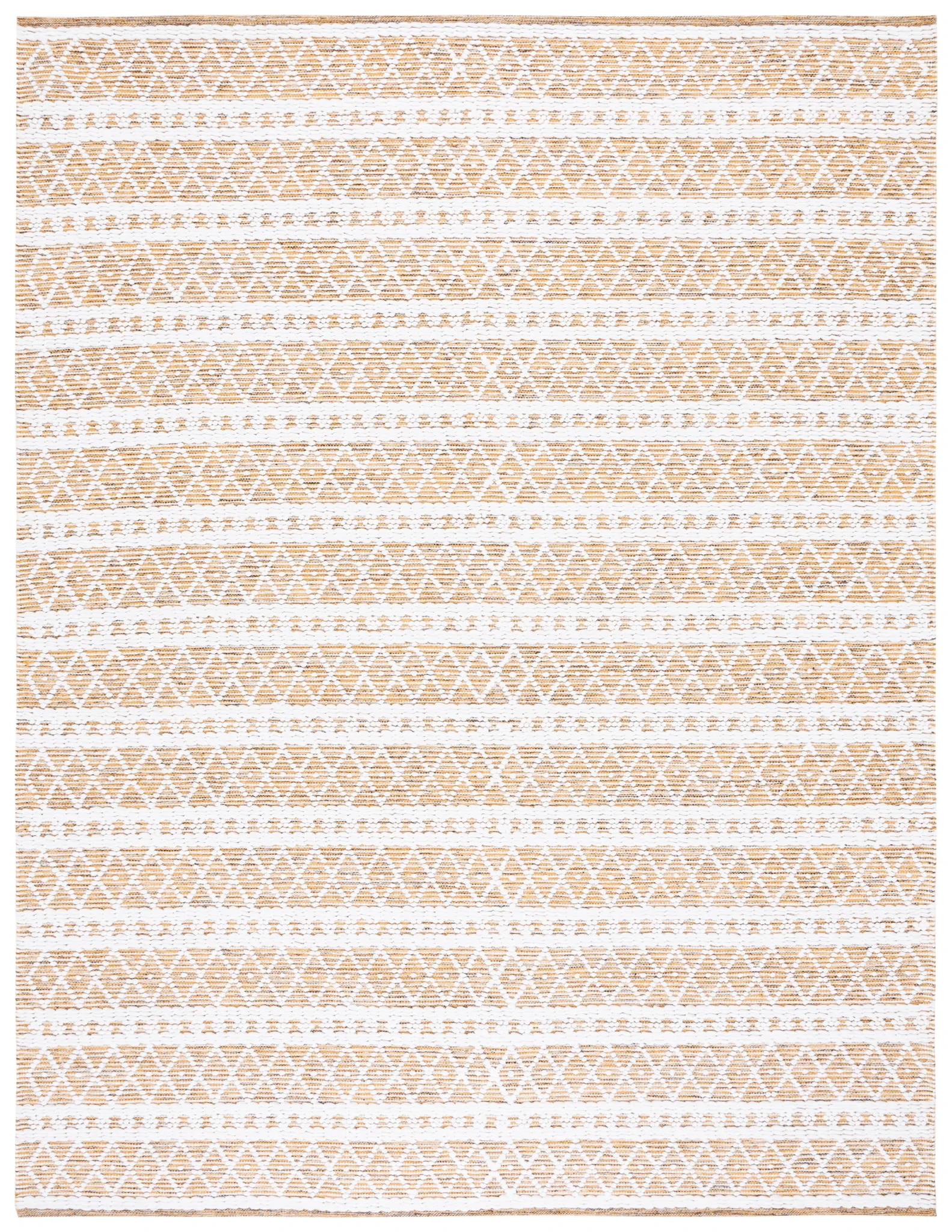 Natura Banded Diamond Lattice Hand-Woven Rug in Gold / Black