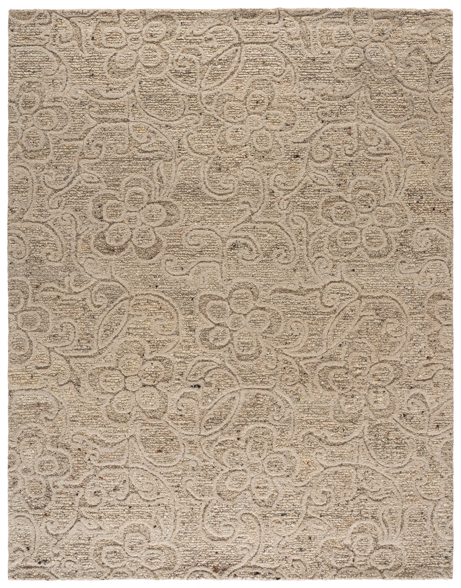 Natura Transitional Floral Hand-Tufted Wool Rug in Beige