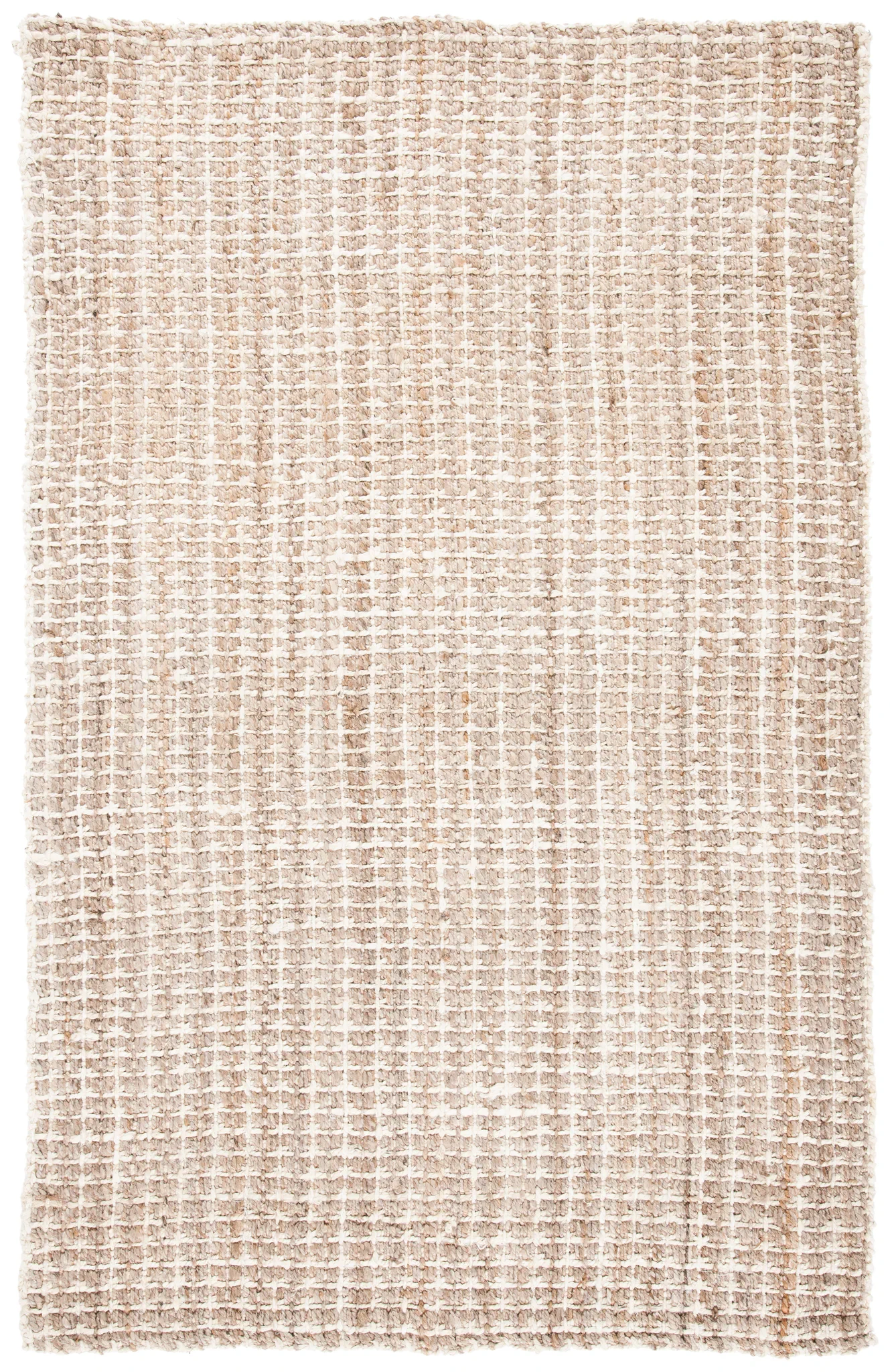 Natural Fiber Crosshatch Check Hand-Loomed Jute Rug in Natural