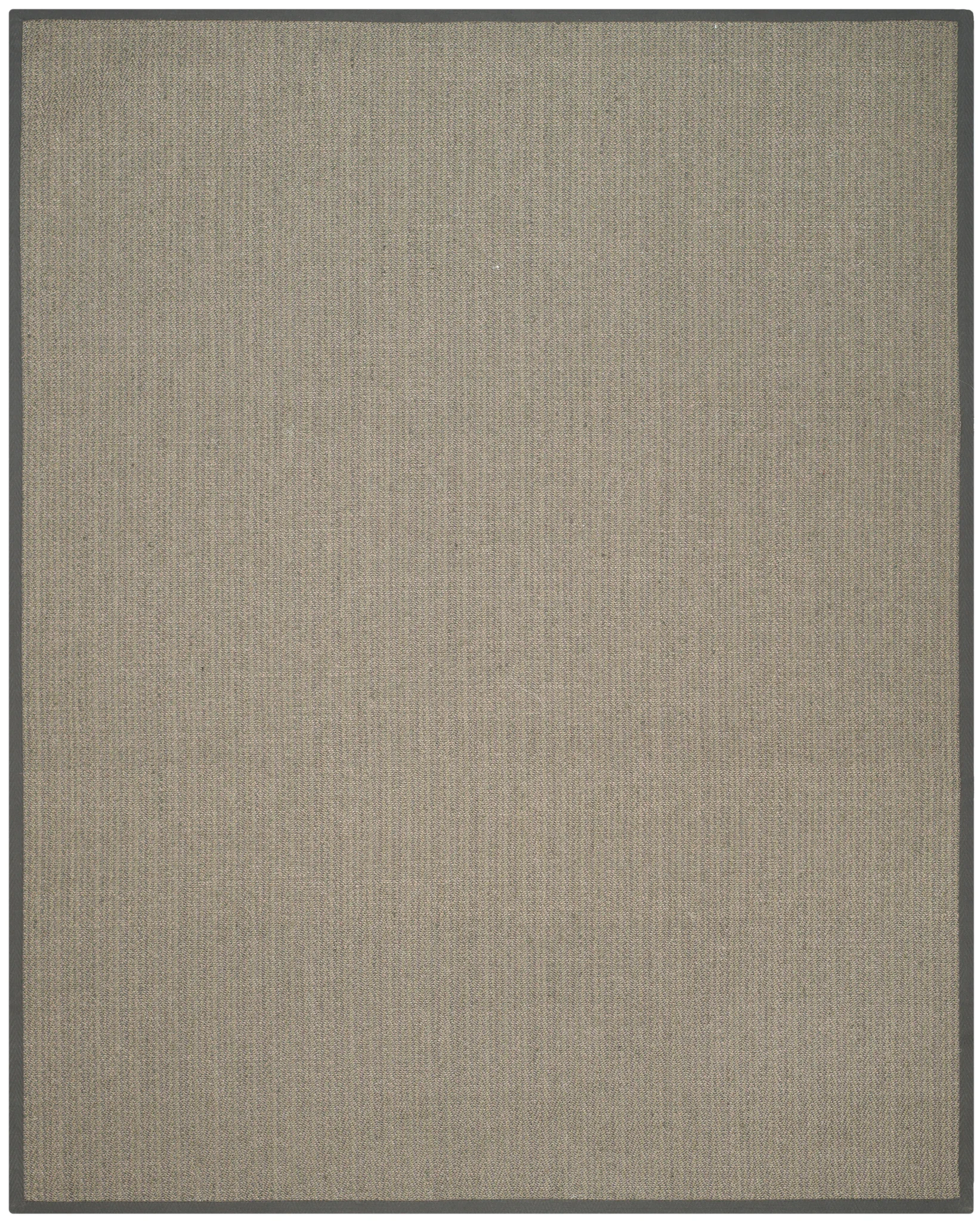Natural Fiber Solid Bordered Rug in Gray Brown / Gray