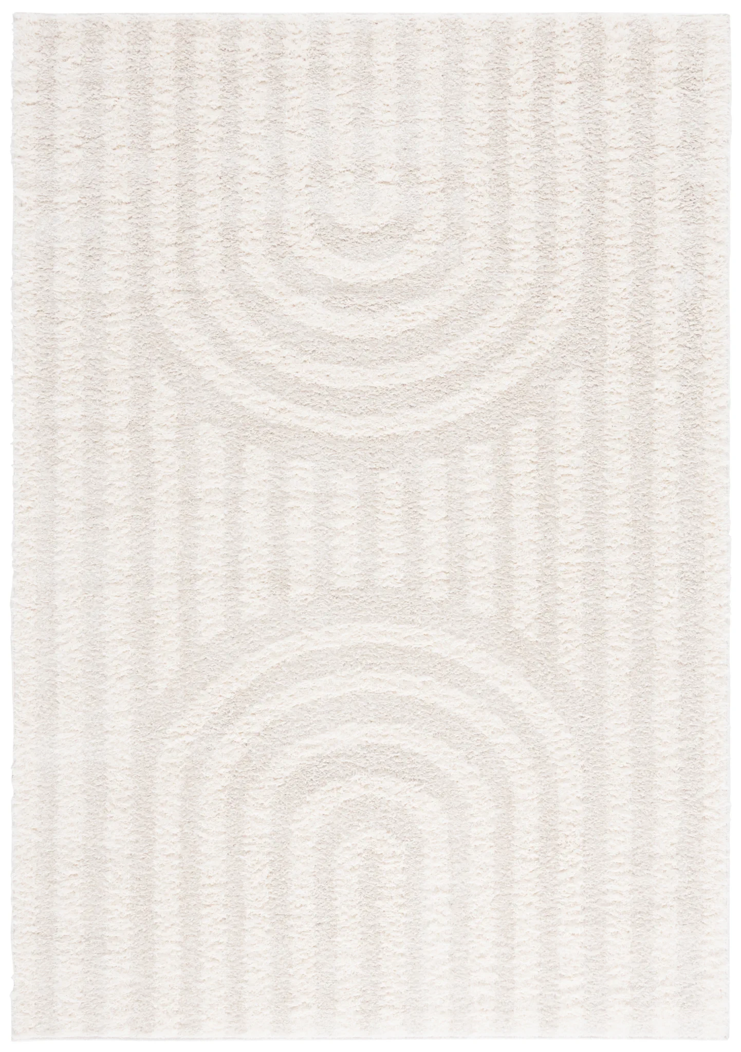 Norway Arch And Stripe Shag Rug in Ivory / Gray
