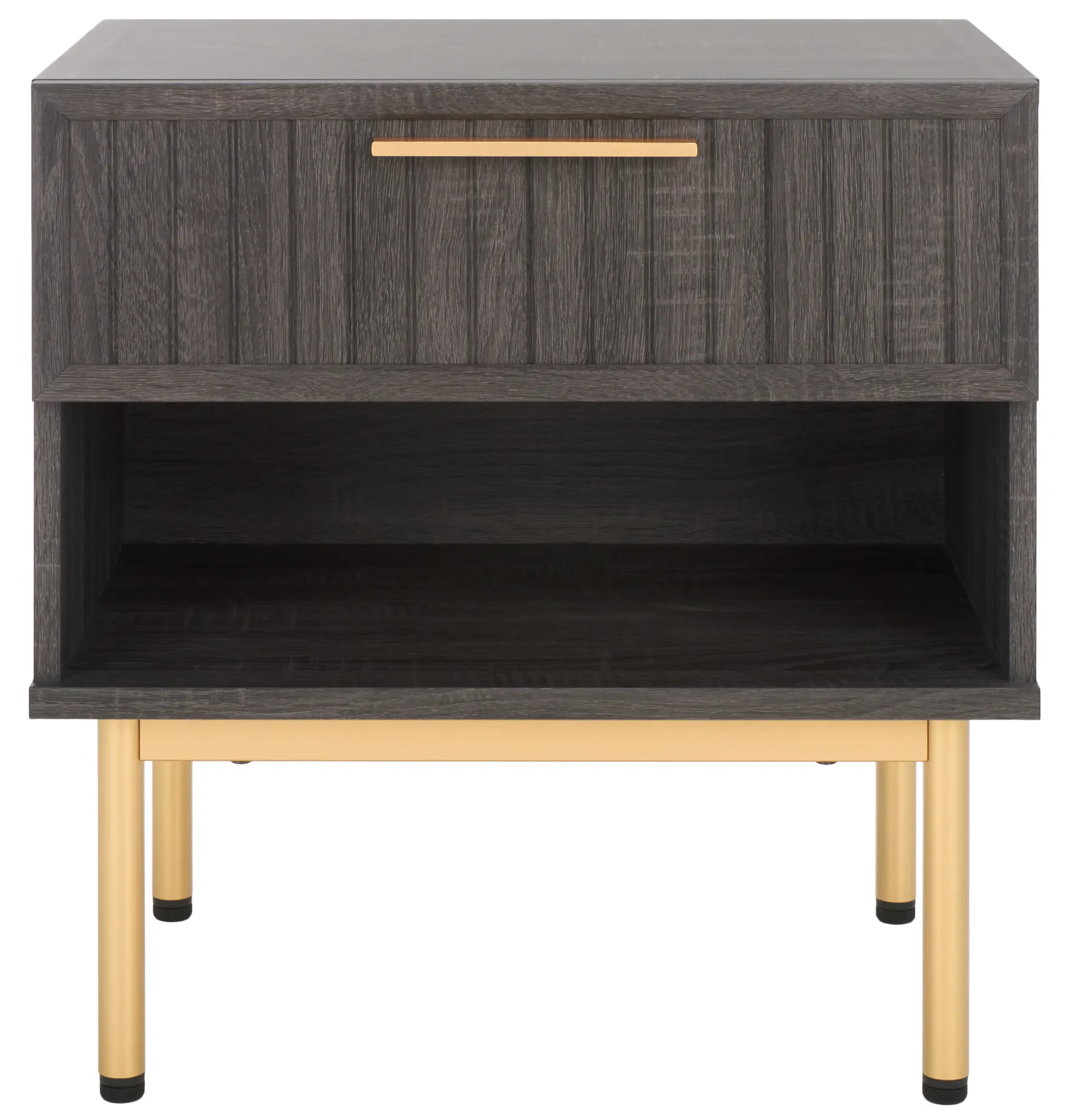 Axelle One-Drawer Nightstand in Distressed Black / Gold