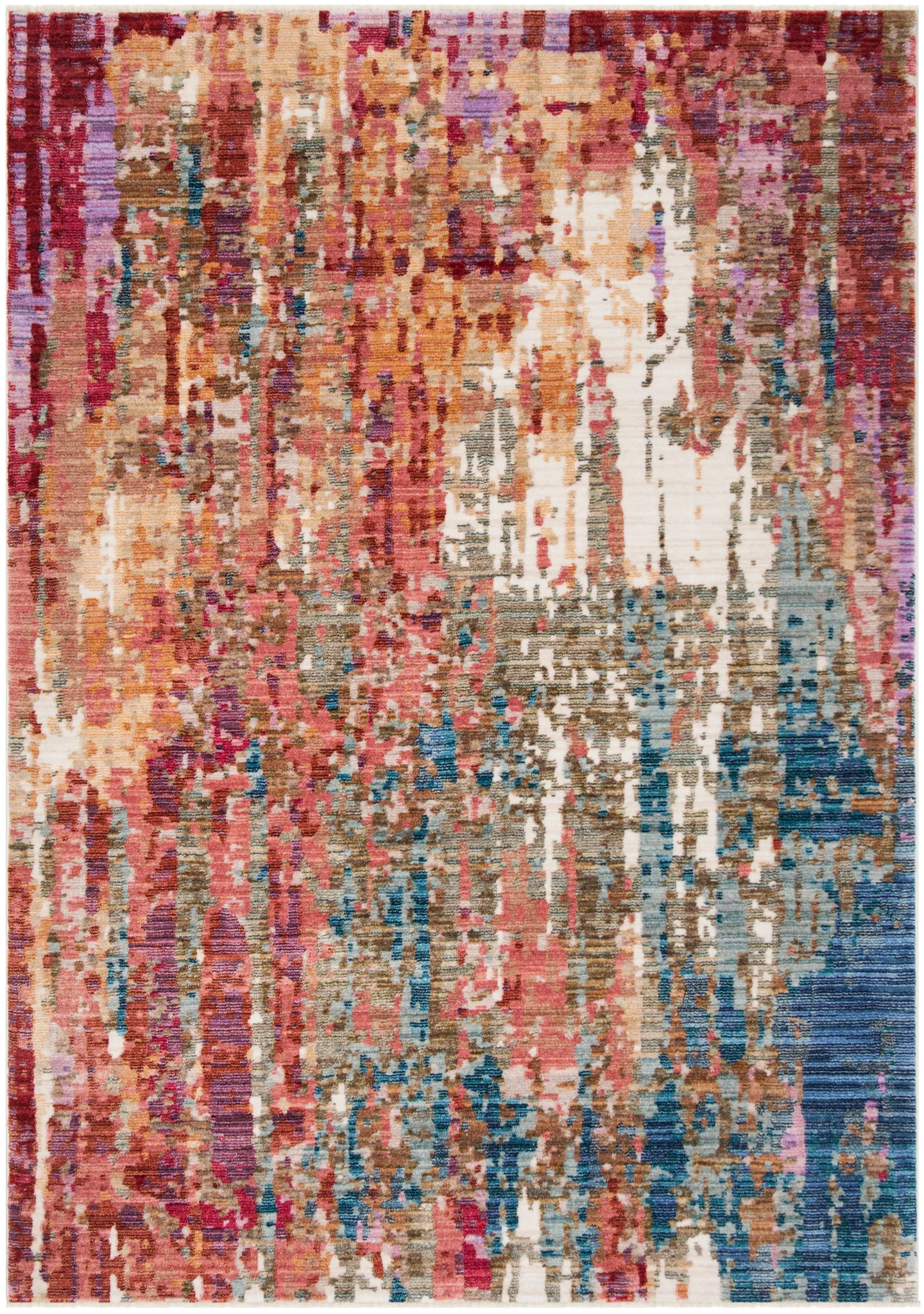 Nirvana Abstract Rug in Red / Multicolor