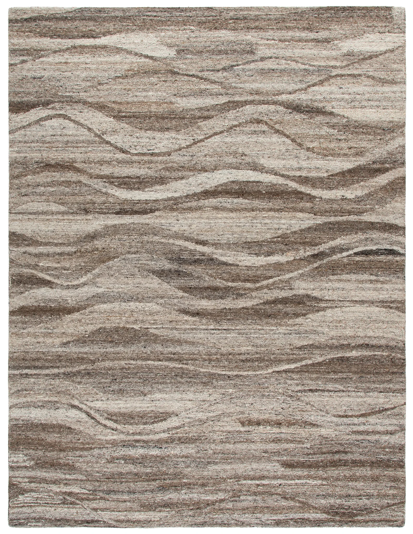 Oakwood Wave Hand-Tufted Wool Rug in Natural / Gray