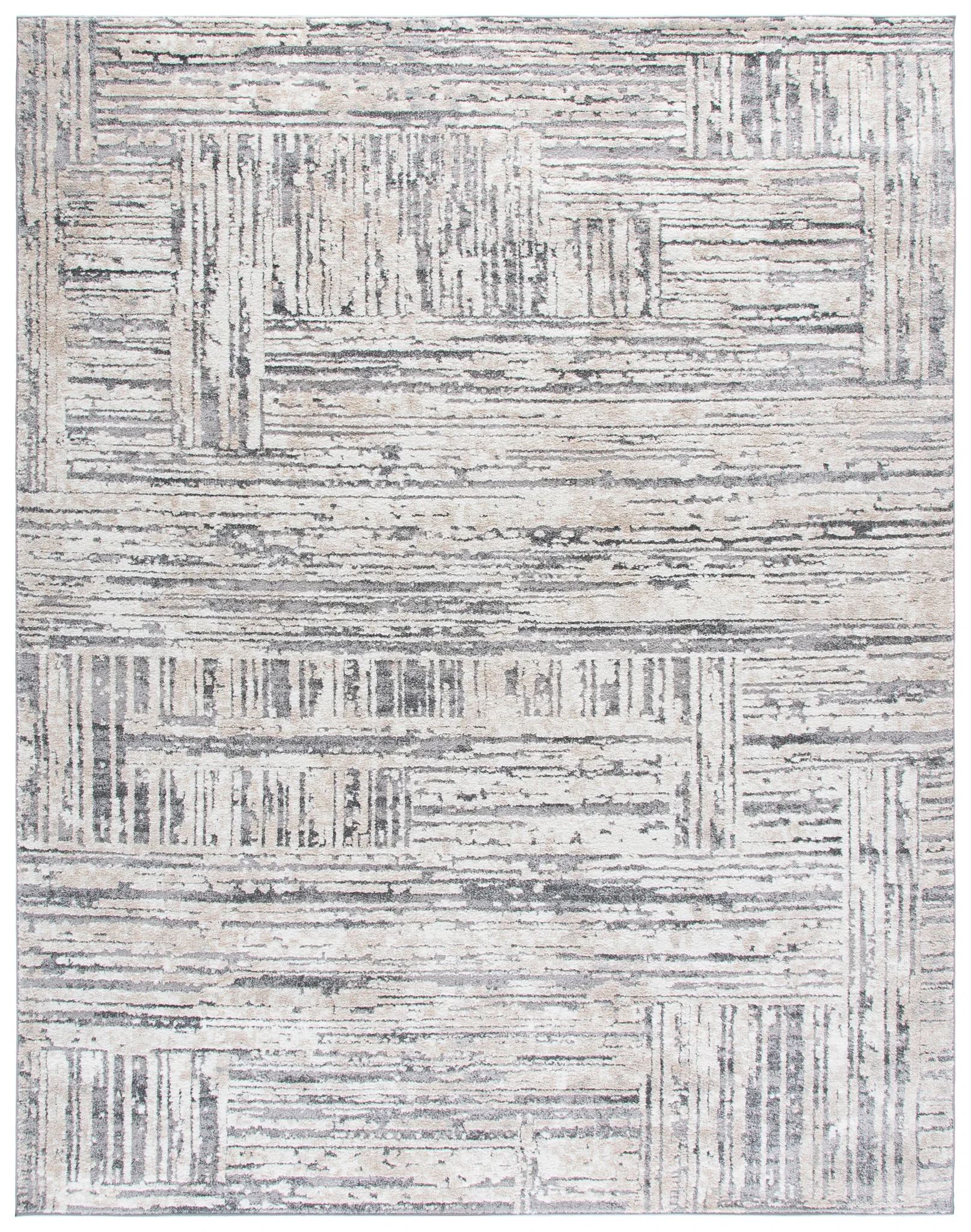 Opal Linear Block Rug in Ivory / Dark Gray