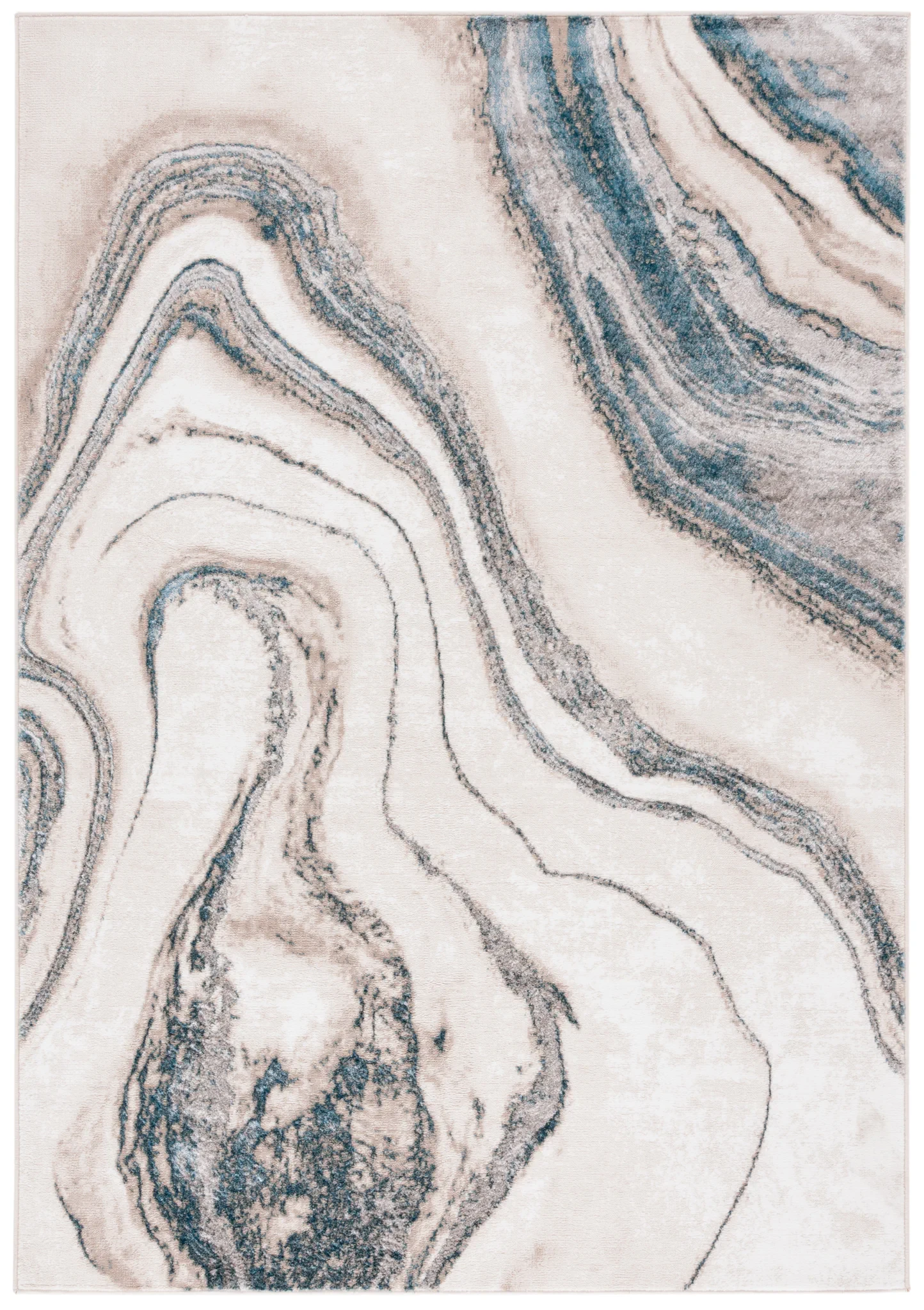 Orchard Marble Rug in Ivory / Blue