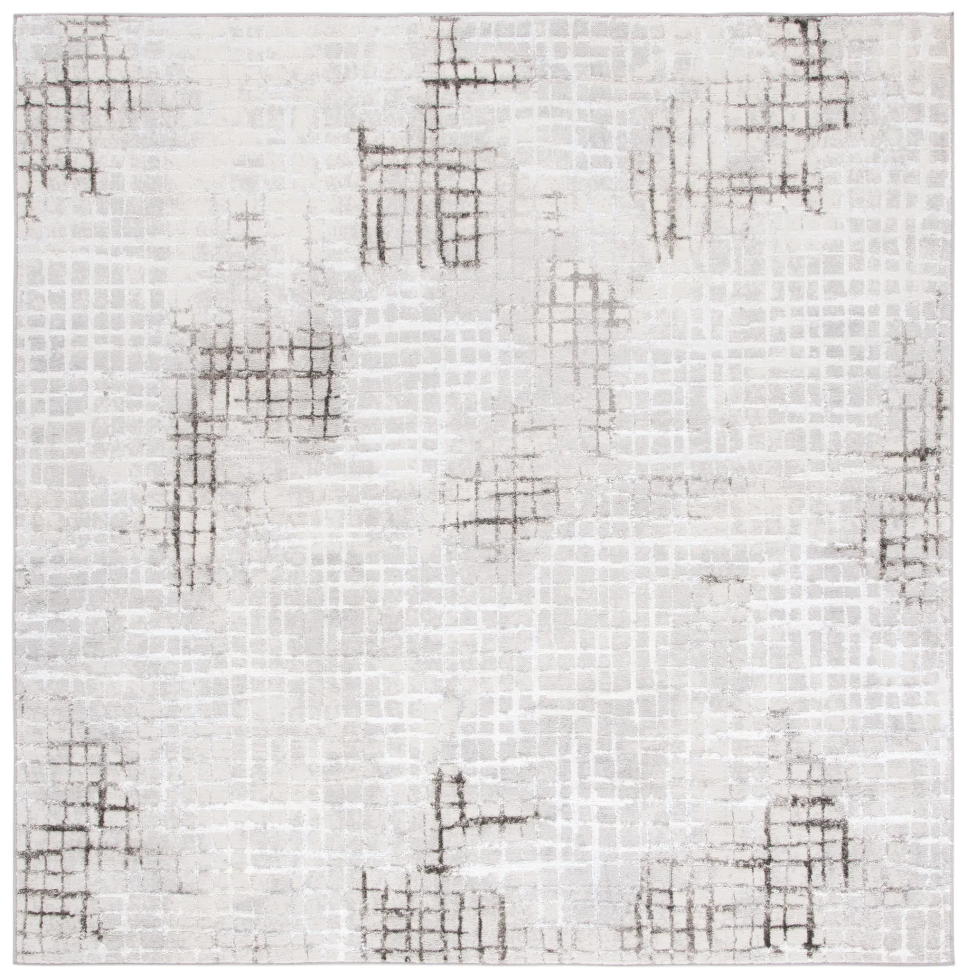 Orchard Abstract Grid Rug in Gray / Light Gray