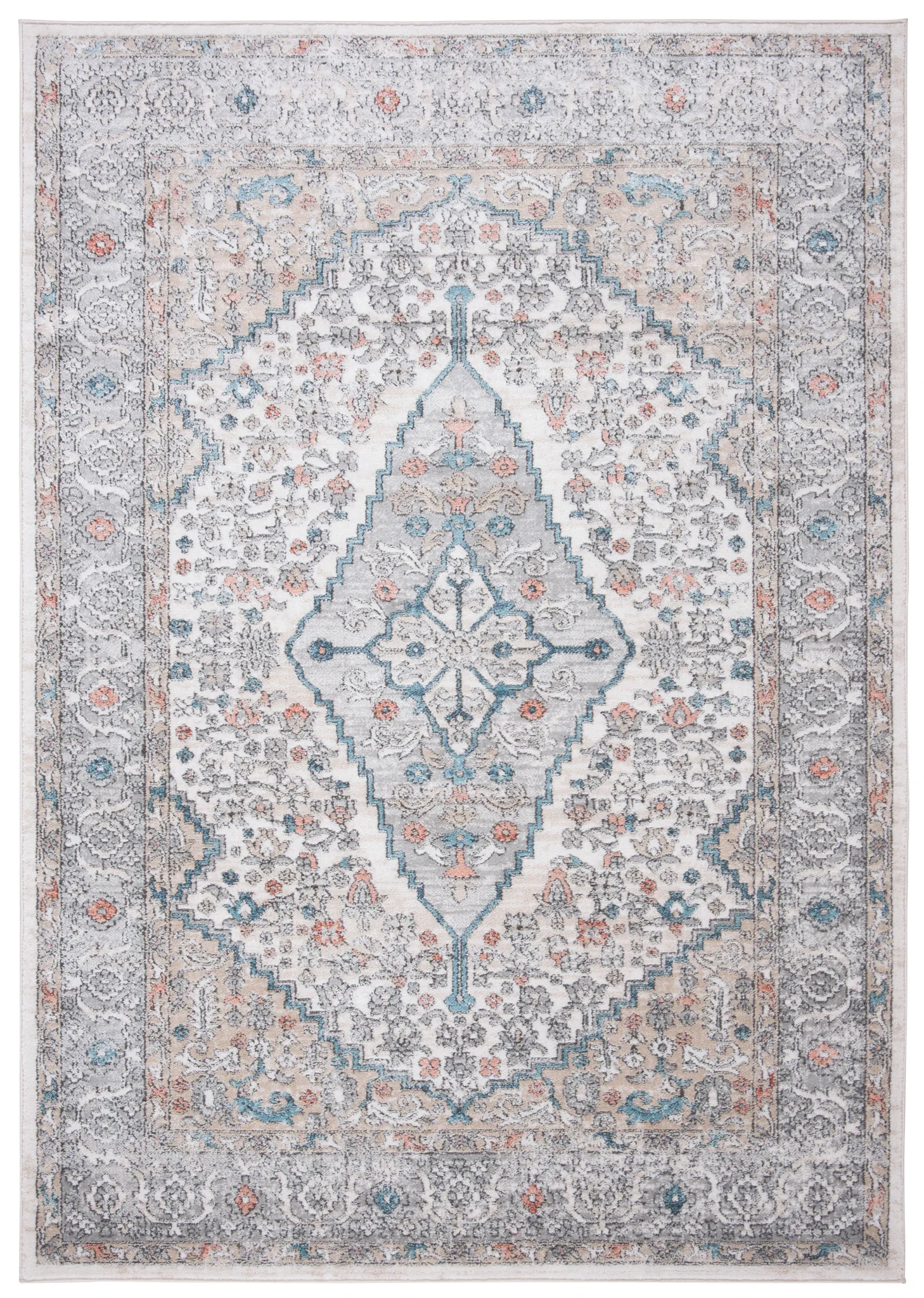 Oregon Diamond Medallion Rug in Gray / Ivory