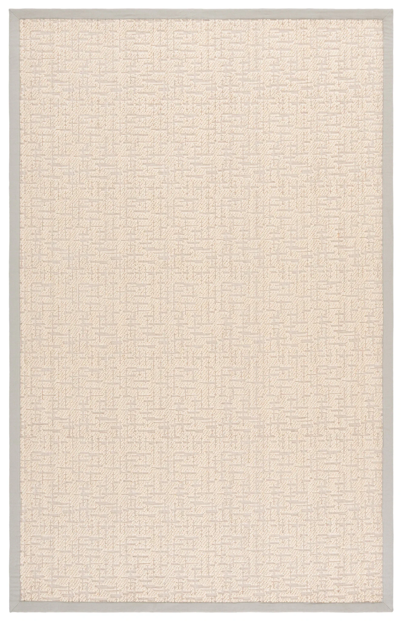 Cottage Bordered Basketweave Wool Rug in Ivory