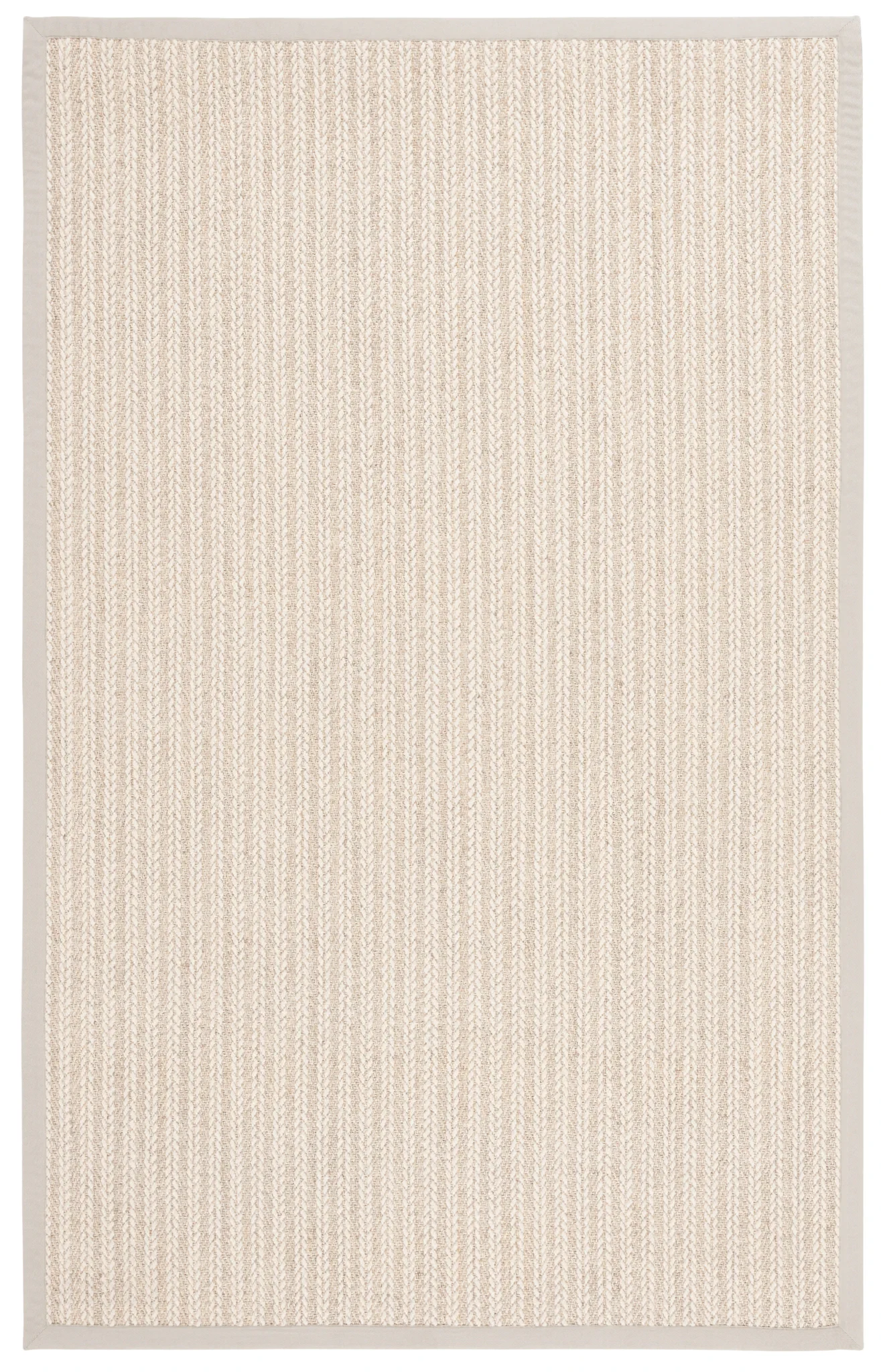 Palm Beach Ribbed Bordered Rug in Ivory