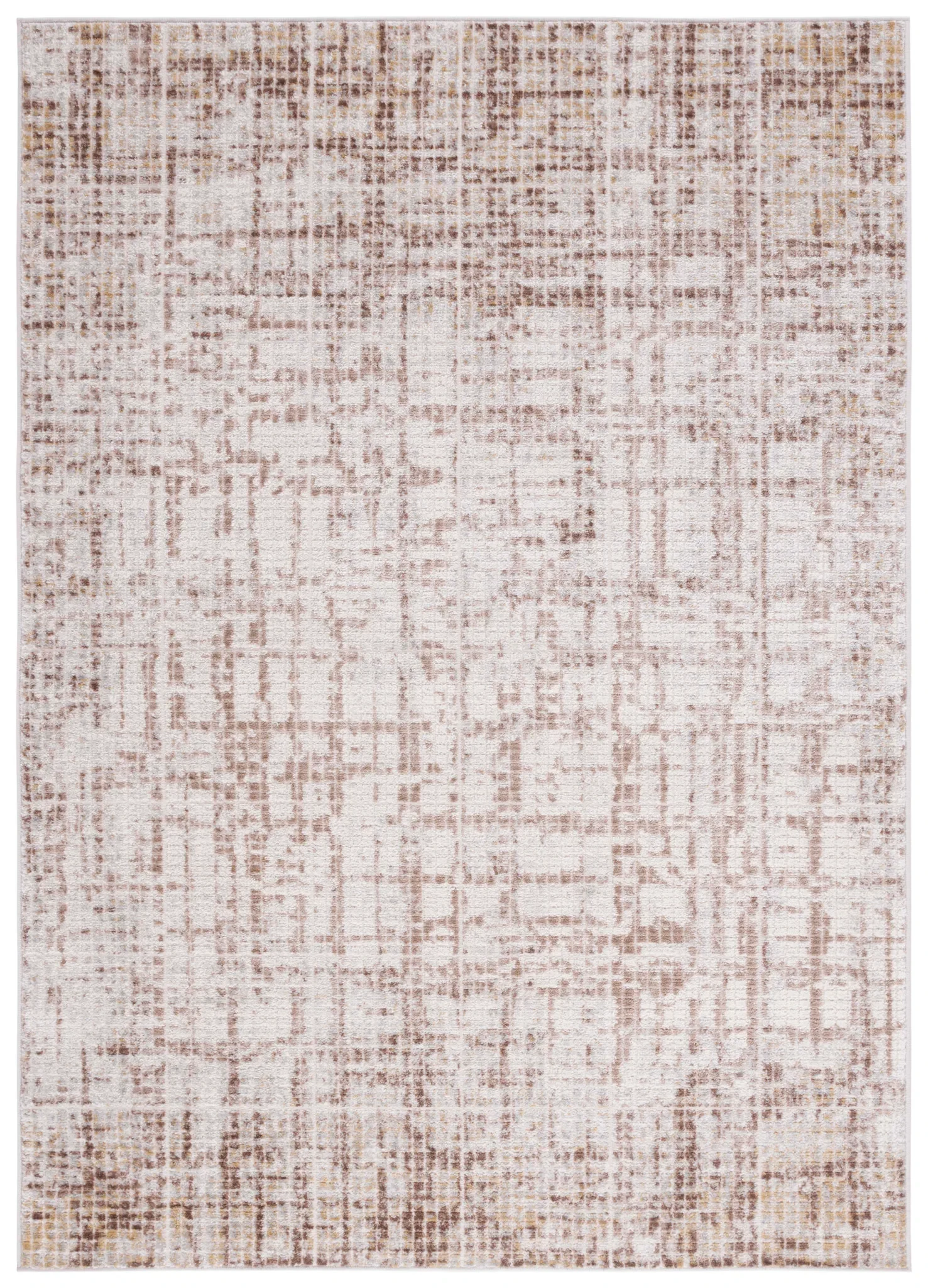 Palma Textured Grid Rug in Beige / Brown