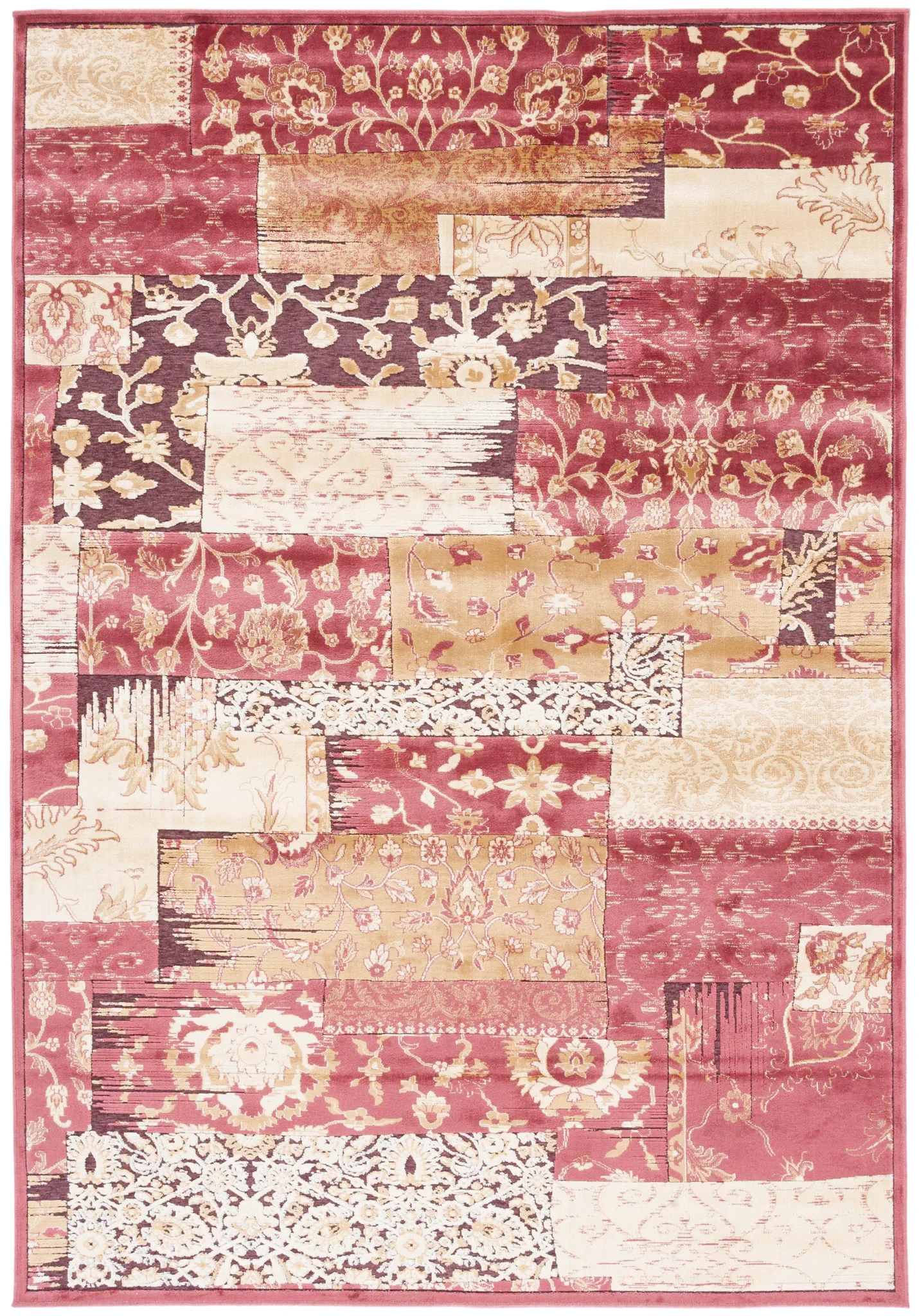 Paradise Patchwork Floral Rug in Red / Multicolor