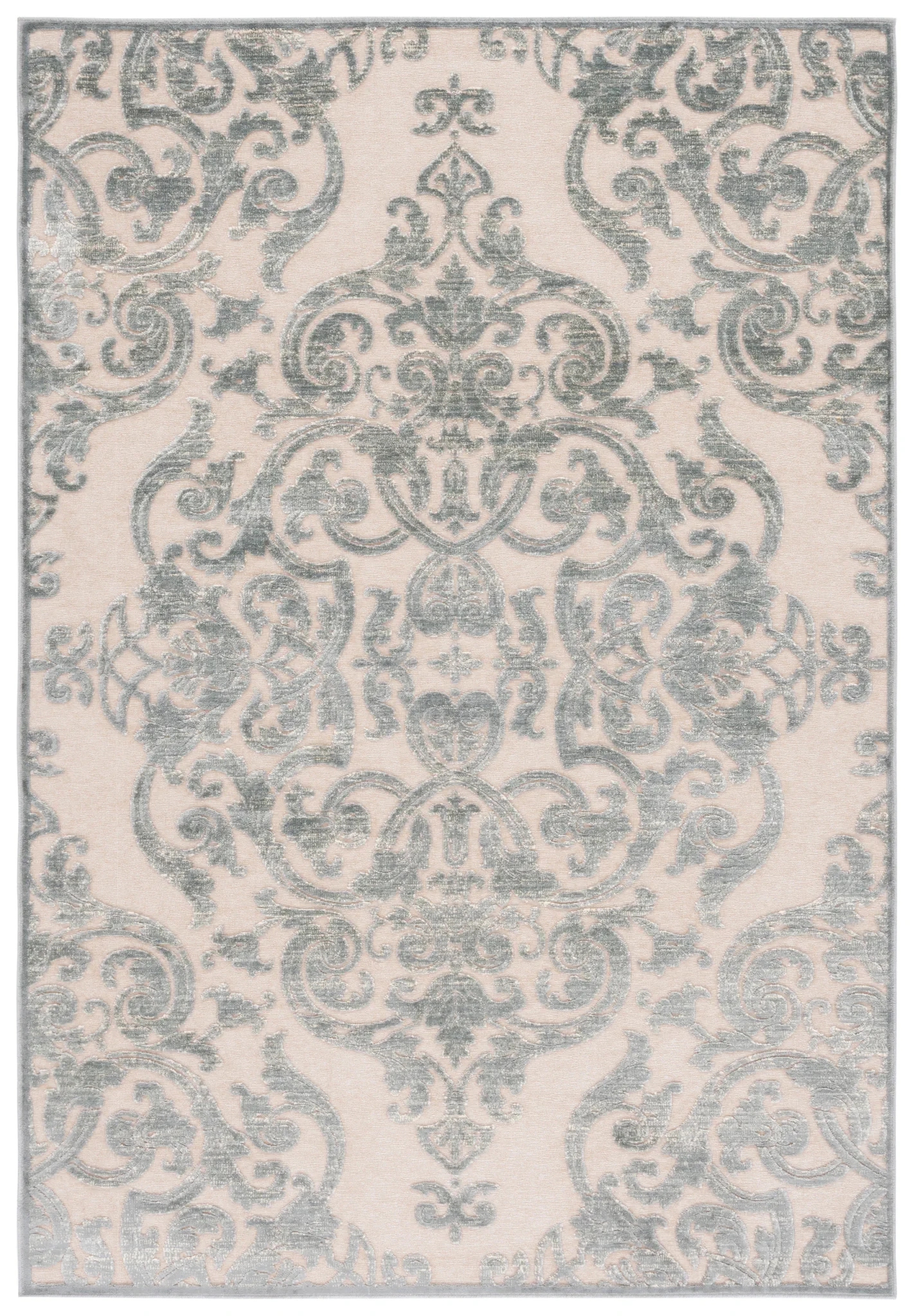 Paradise Isaac Mizrahi Damask Rug in Gray / Multicolor