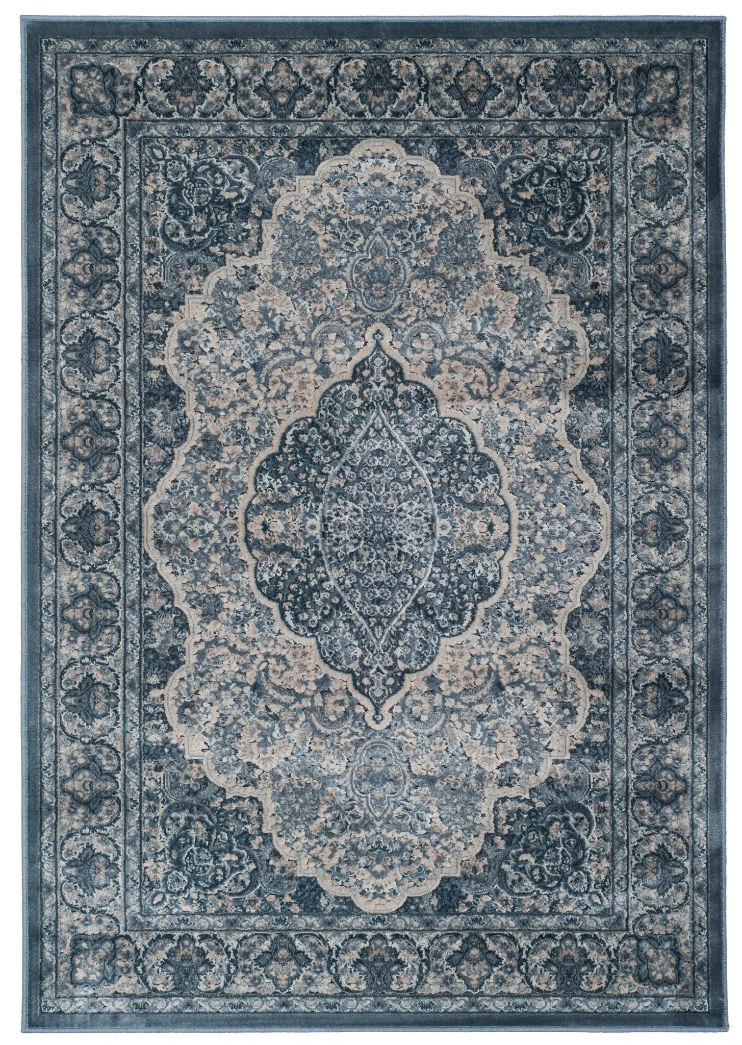 Paradise Floral Medallion Rug in Light Blue / Blue