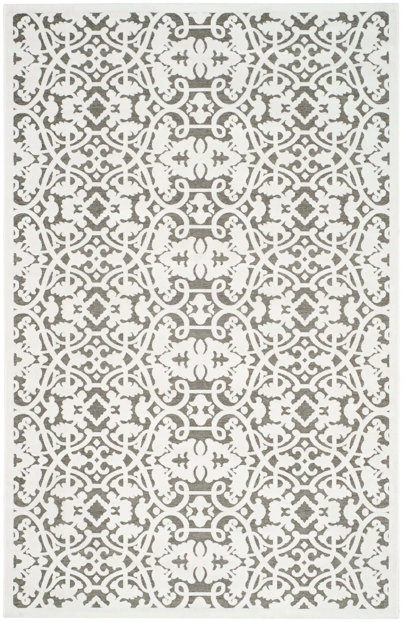 Paradise Interlocking Scroll Rug in Ivory / Dark Gray