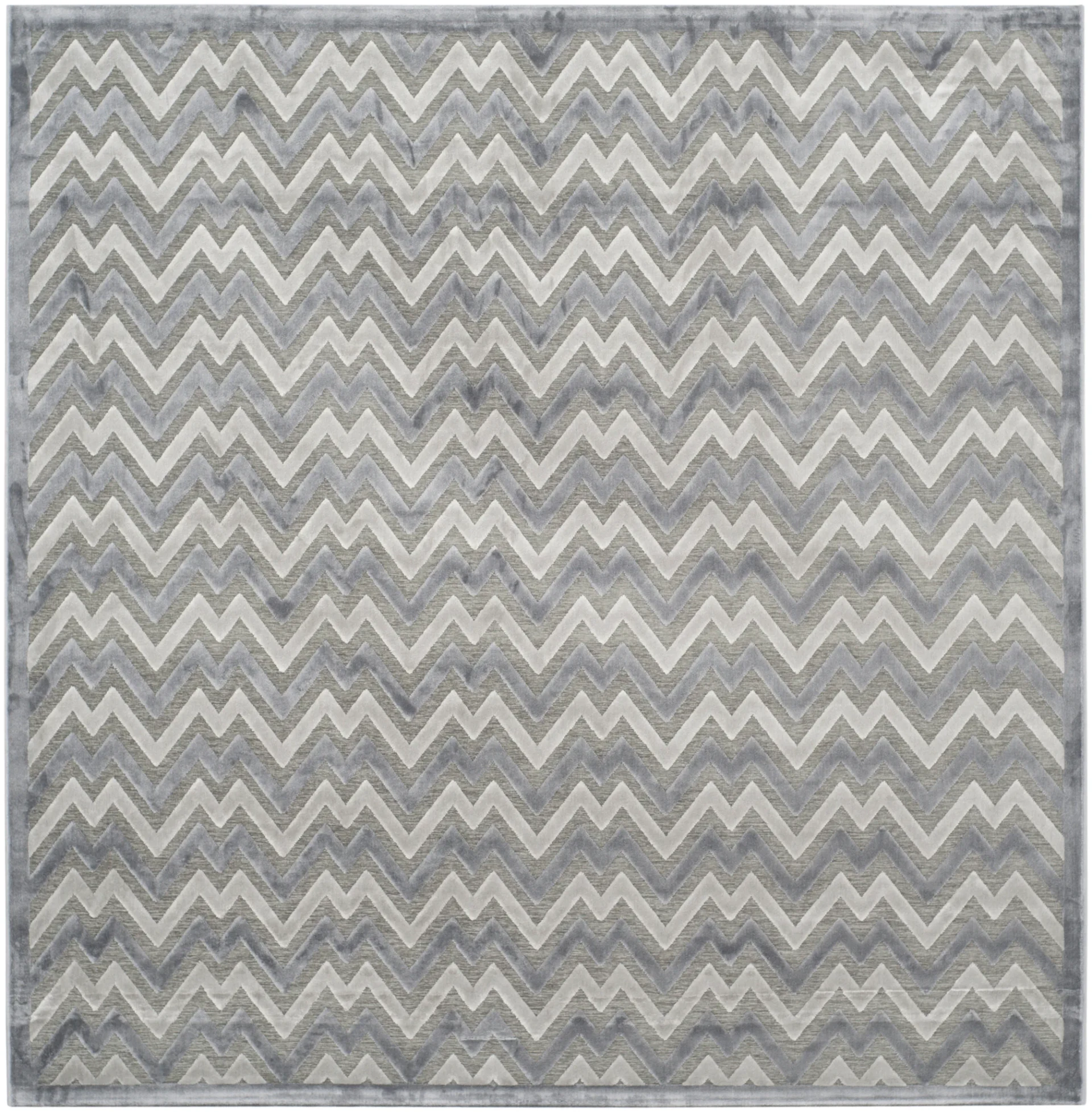 Paradise Chevron Border Rug in Light Gray / Dark Gray