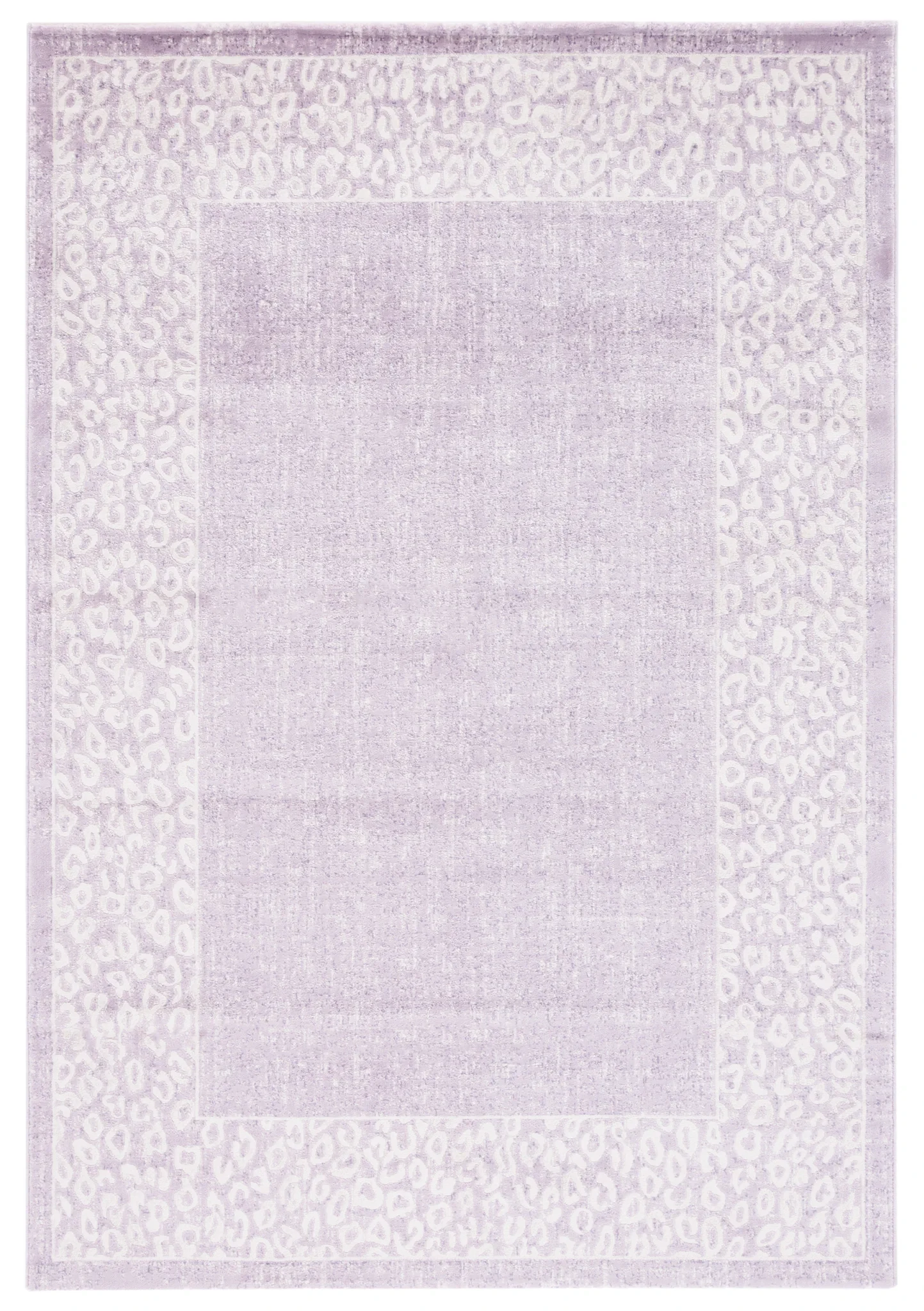 Passion Glam Leopard Border Rug in Purple / Beige