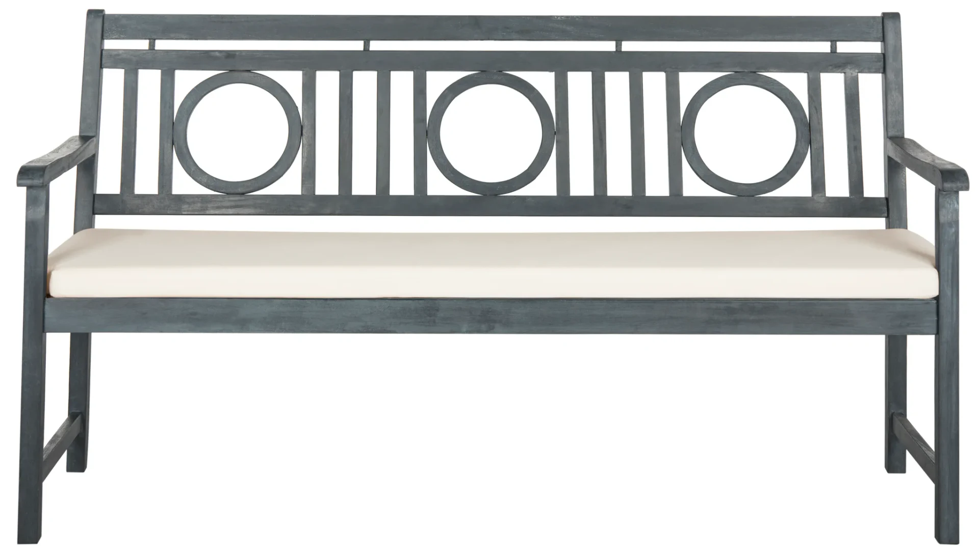 Montclair Three-Seat Bench in Ash Gray / Beige