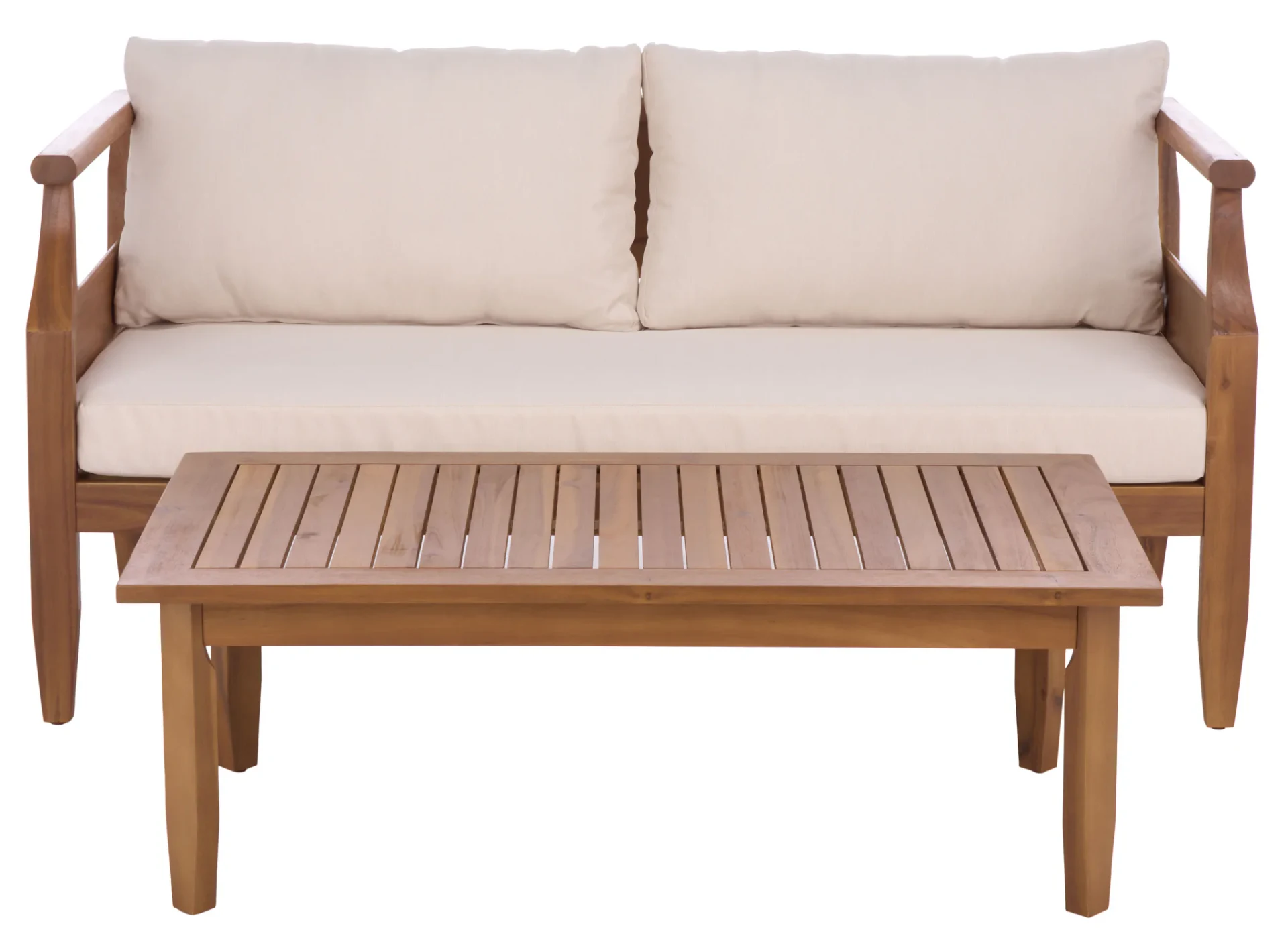 Alta Bench And Table in Teak Brown / Cream