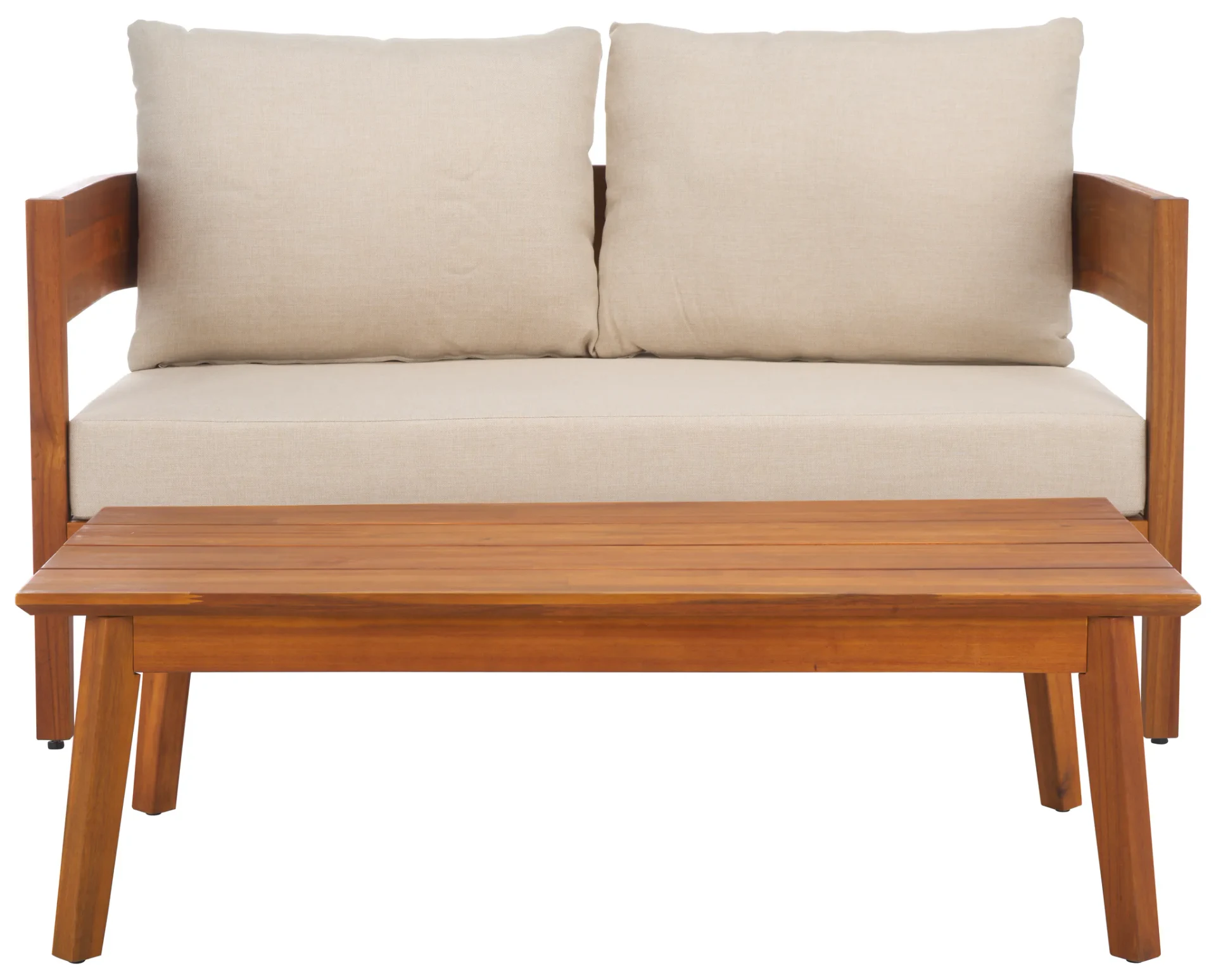 Theo Two-Piece Bench And Table Set in Natural / Taupe