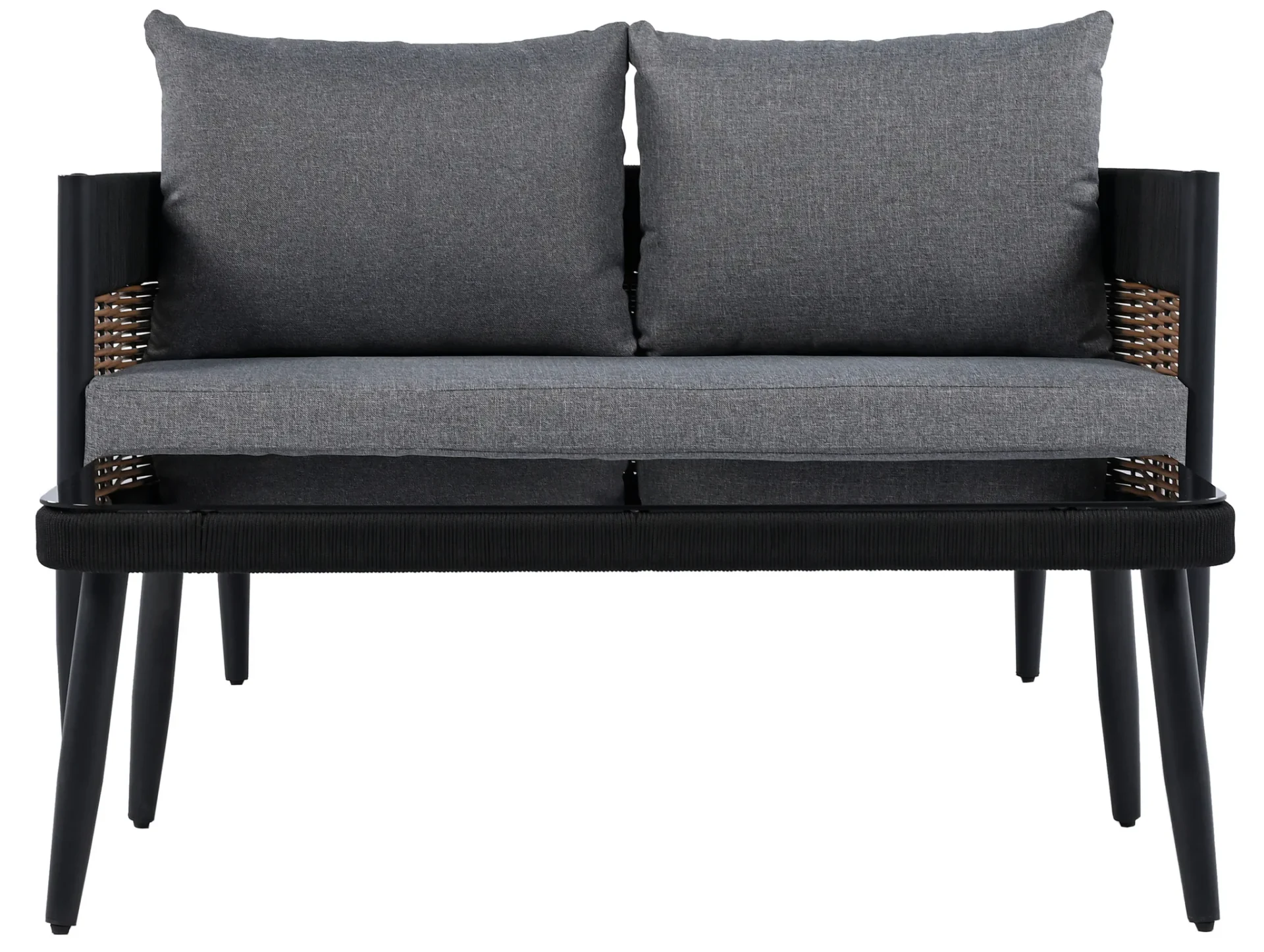 Harrison Bench And Table in Black / Gray